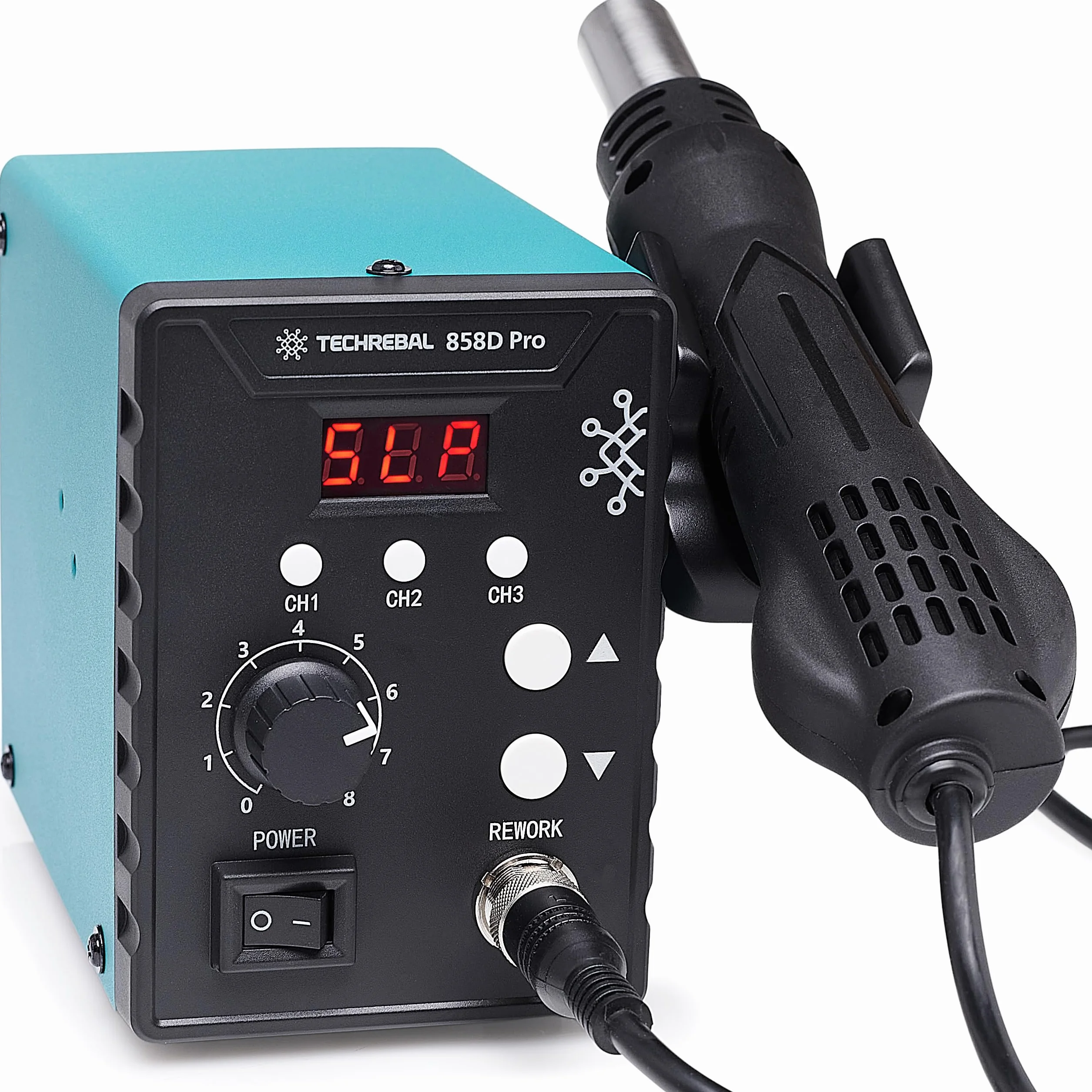 Stacja Lutownicza Hot-Air 700W TECHREBAL 858D Pro Lutownica Grotowa Kolba Gorące Powietrze