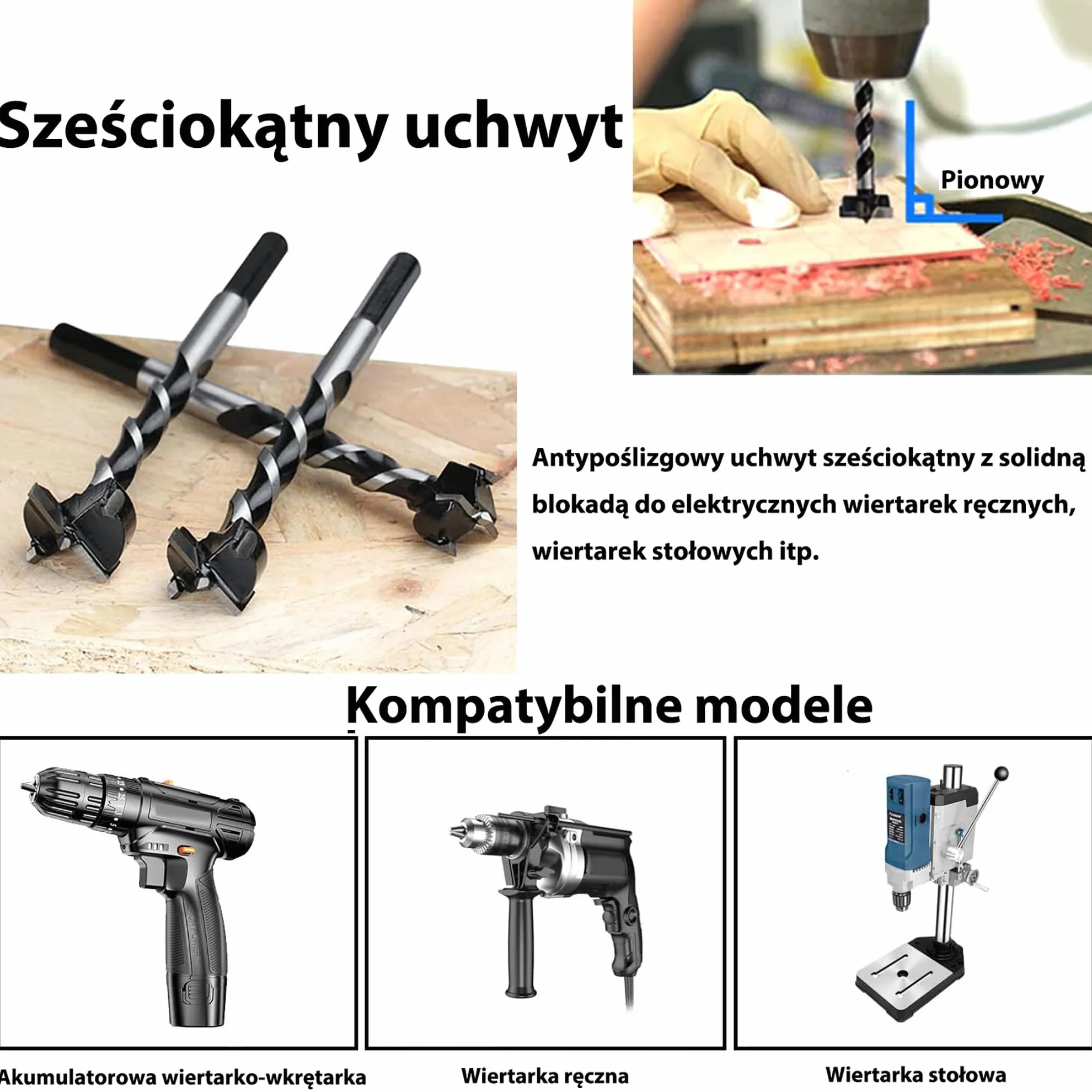 Wiertła Forstner 16-25 mm węglik wolframu do drewna wydłużona końcówka