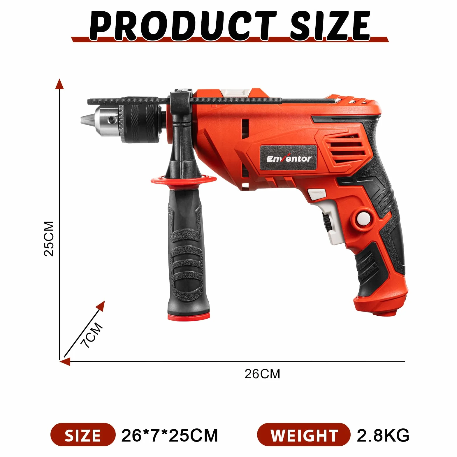 Enventor Wiertarka udarowa 900 W 37 akcesoriów 13 mm do betonu metalu drewna