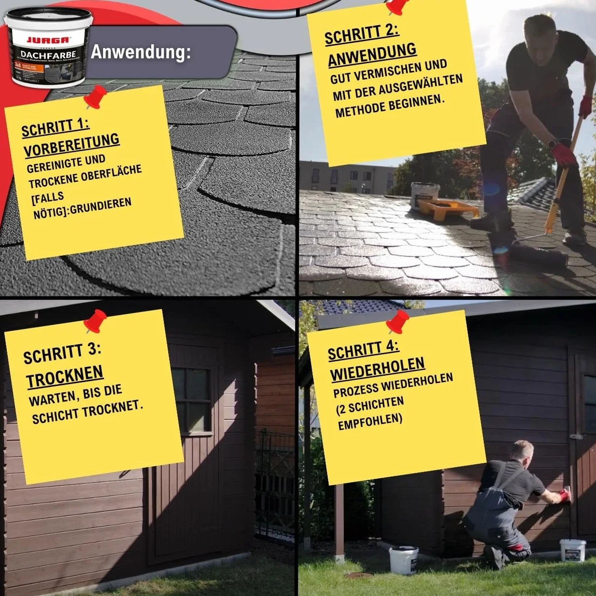 JURGA Farba Dachowa 2 w 1 Dekoracja i Ochrona 7 kg Szara 15,5 m² Odporna na UV