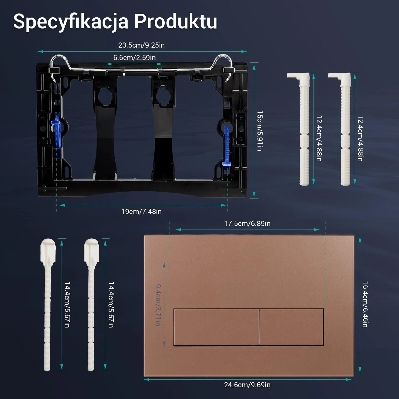 Empyreal płytka dociskowa do WC Geberit Sigma 01 UP300 320, biała tworzywo sztuczne, 2-krotne spłukiwanie