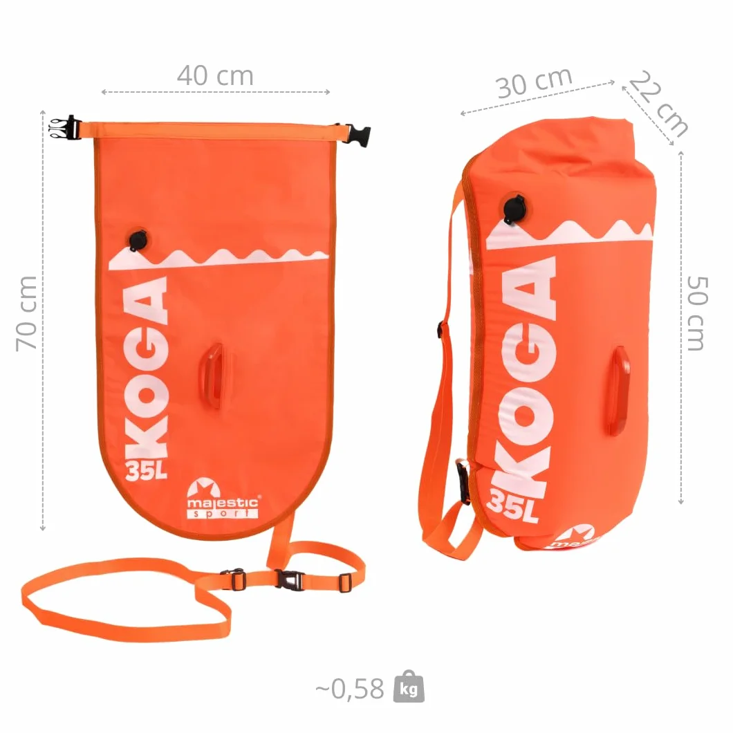 KOGA boja do pływania i worek na sucho 35 l pomarańczowy, otwarta woda i triathlon. Swimming Buoy, pomarańczowy, jeden rozmiar