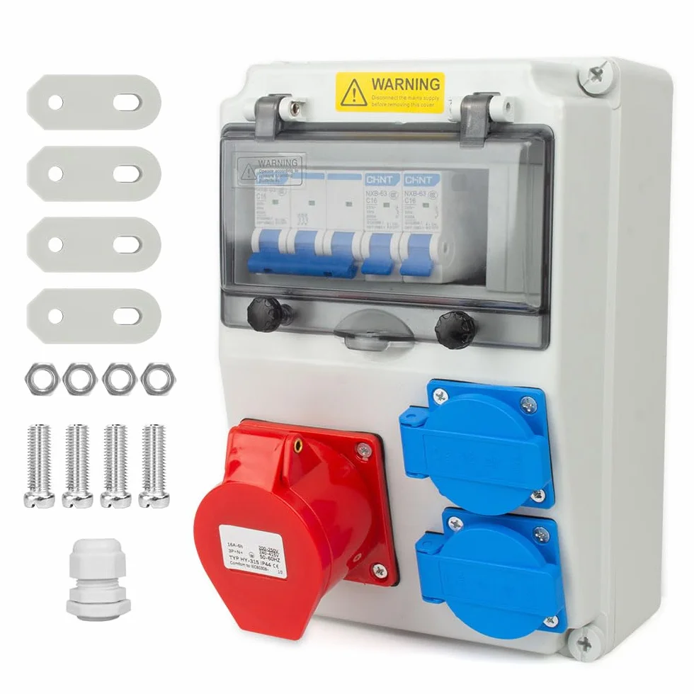 Elektryczna osłona rozdzielcza IP44 230V 2x230V 1xCEE 16A z przełącznikiem Fi i Ls