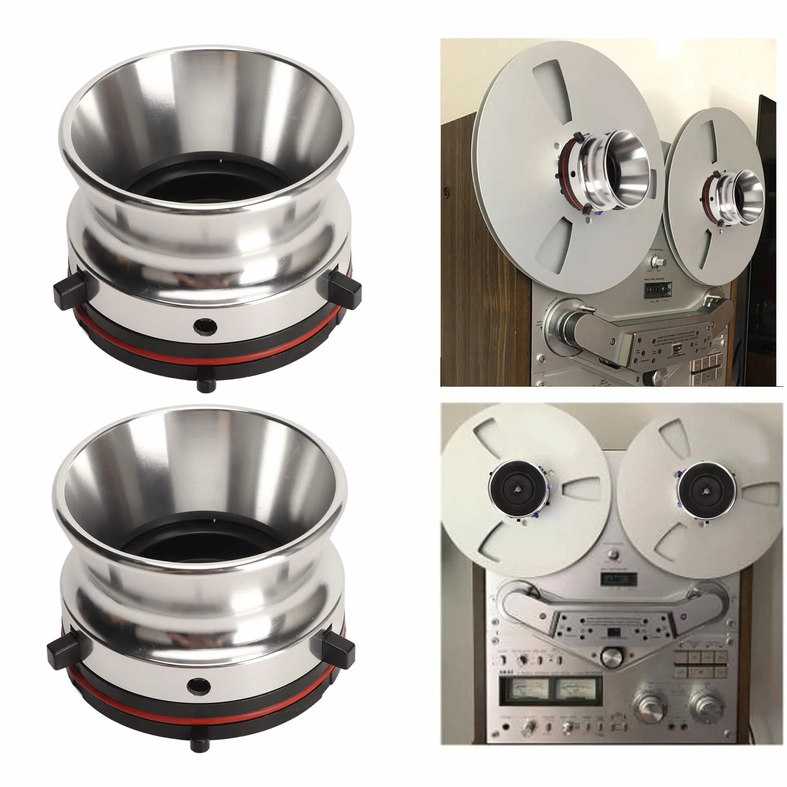 Adaptery Piasty NAB 10-calowe Aluminiowe do Magnetofonu Szpulowego Studer Akai Srebrne
