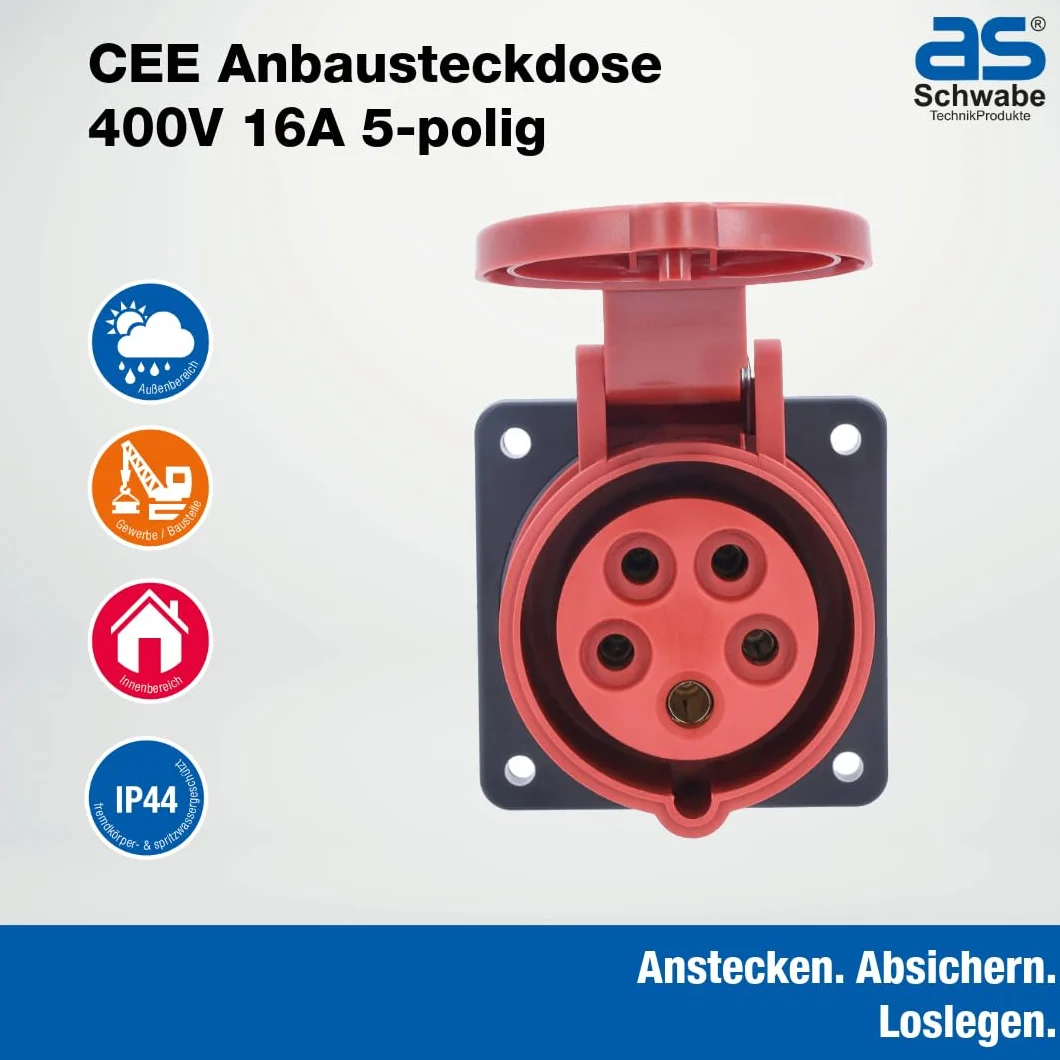 Schwabe 60440 CEE Skrzynka Montażowa 400V 16A 5-Biegunowy 6H 75mm