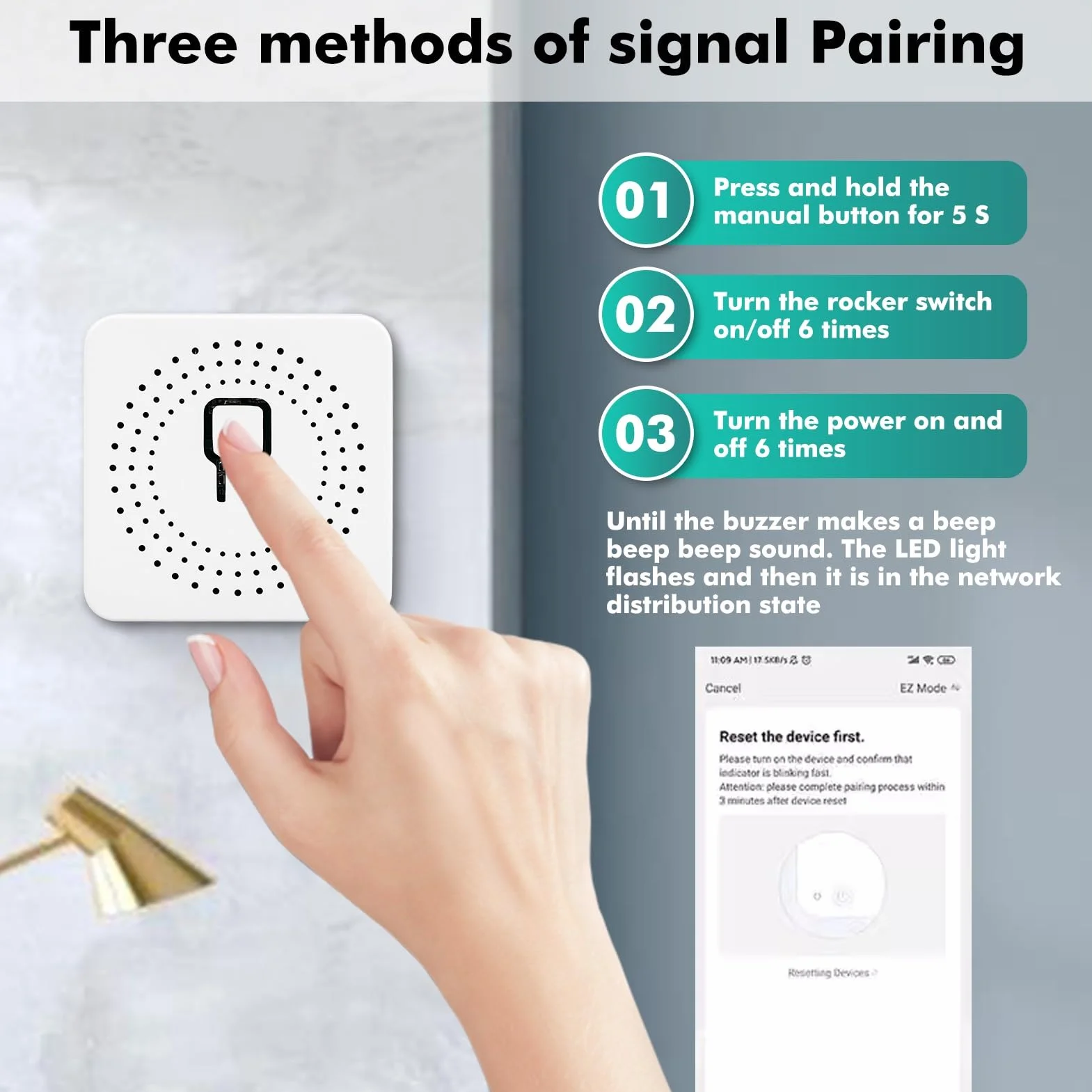 DEWIN Mini inteligentny przełącznik Wi-Fi, 10 A Tuya Smart Switch, włącznik światła, sterowanie głosem / timer, TUYA aplikacja zdalnego sterowania, Google Home, sterowanie głosem Alexa 240 V, WiFi 2,4