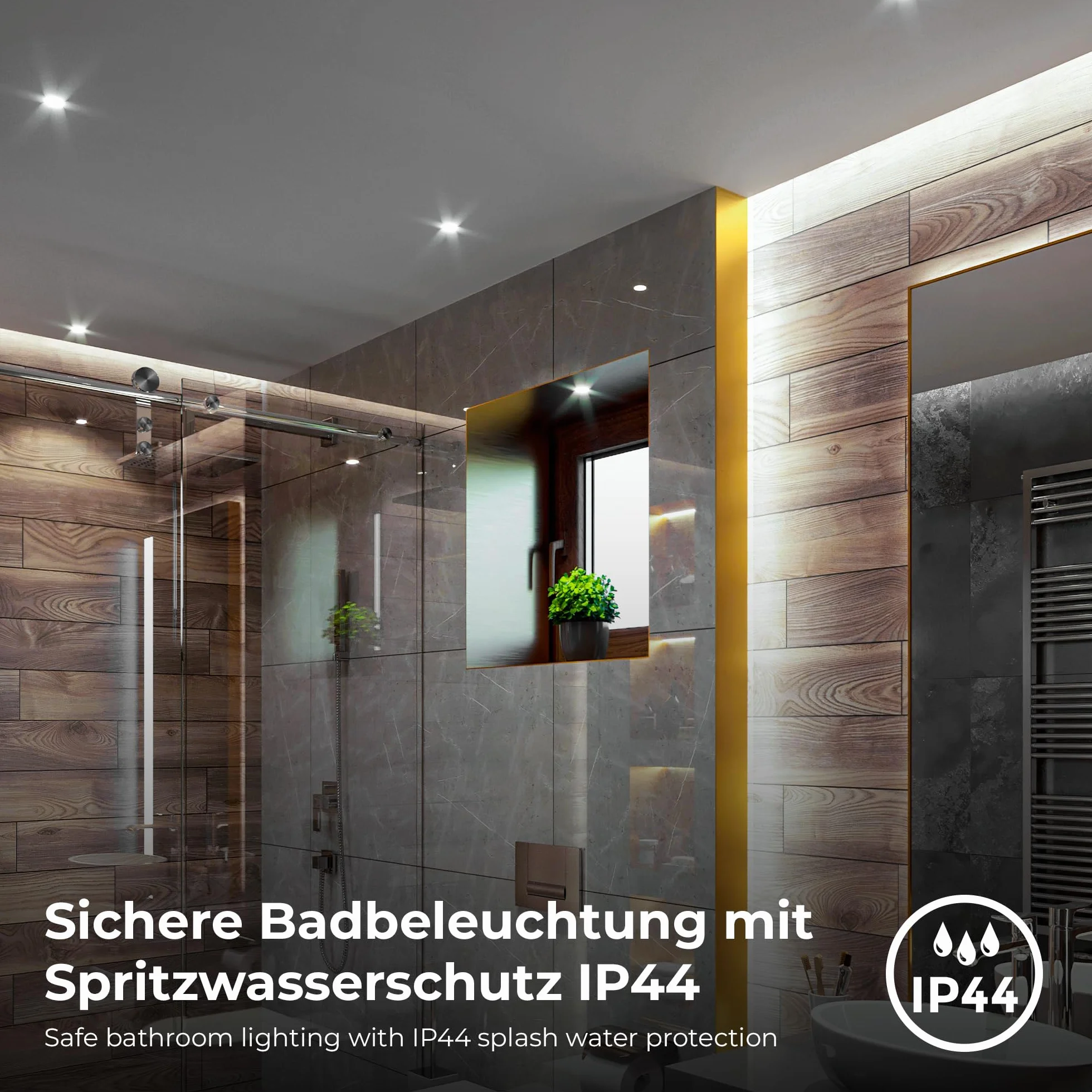 B.K.Licht Zestaw 6 reflektorów LED do zabudowy 230V IP44 85x25mm