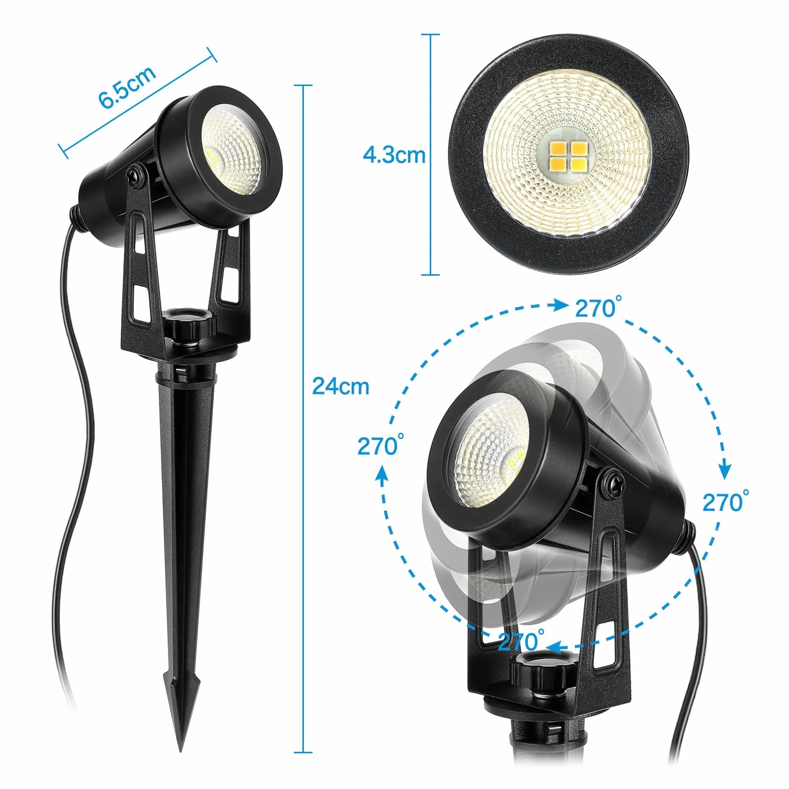 Zewnętrzna lampa punktowa LED 4 w 1 14 m ciepła biel 3000 K 12 V IP65