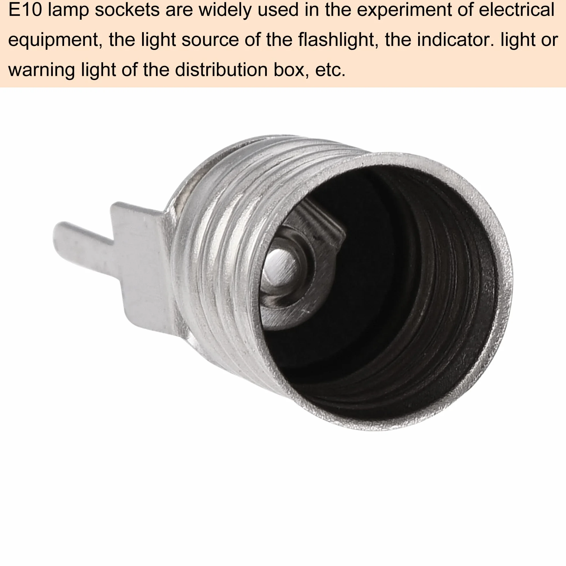 sourcing map 20 sztuk E10 oprawka lampy 10,5 x 25 mm DC 30 V oprawka lampy cokół wkręcany z drutem niklowana miedź