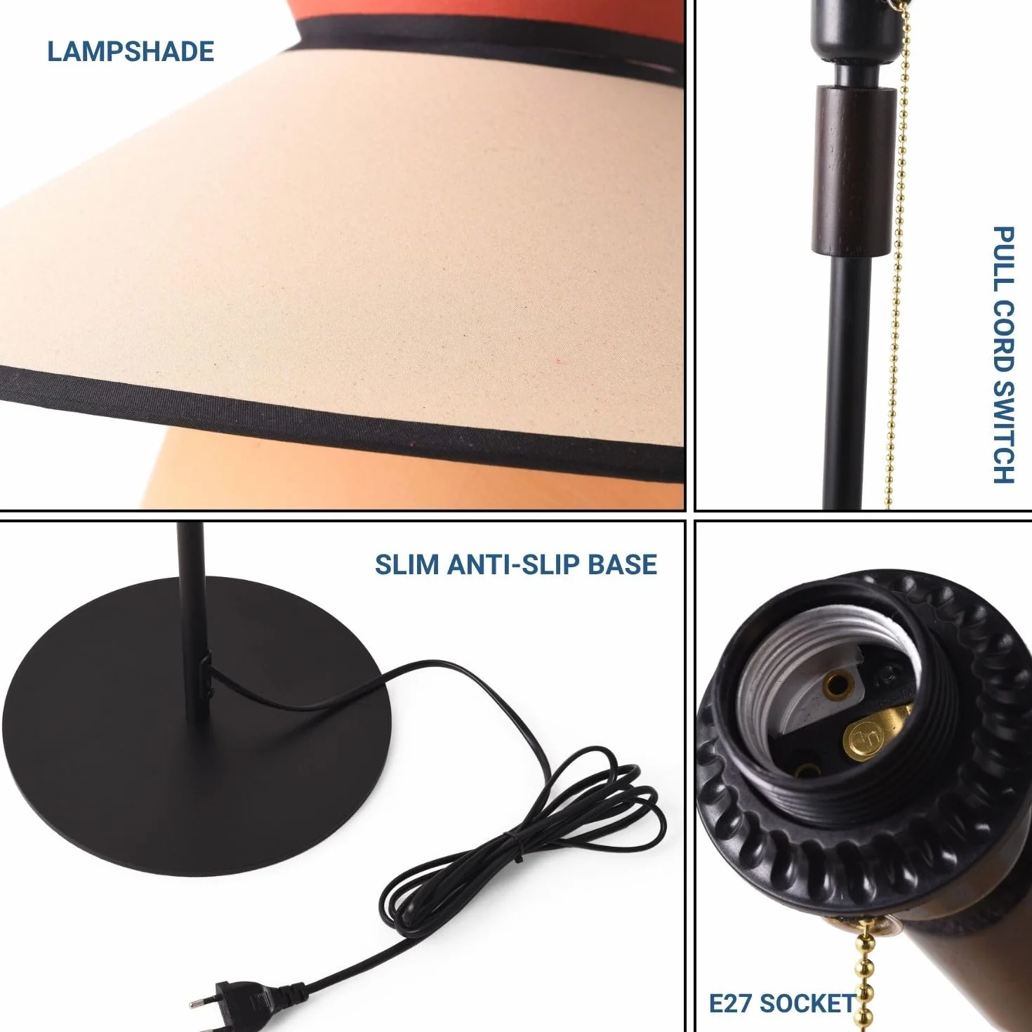 BARCELONA LED Lampa Podłogowa XXL CORA z Abażurem z Tkaniny Nowoczesna Retro-Industrialna