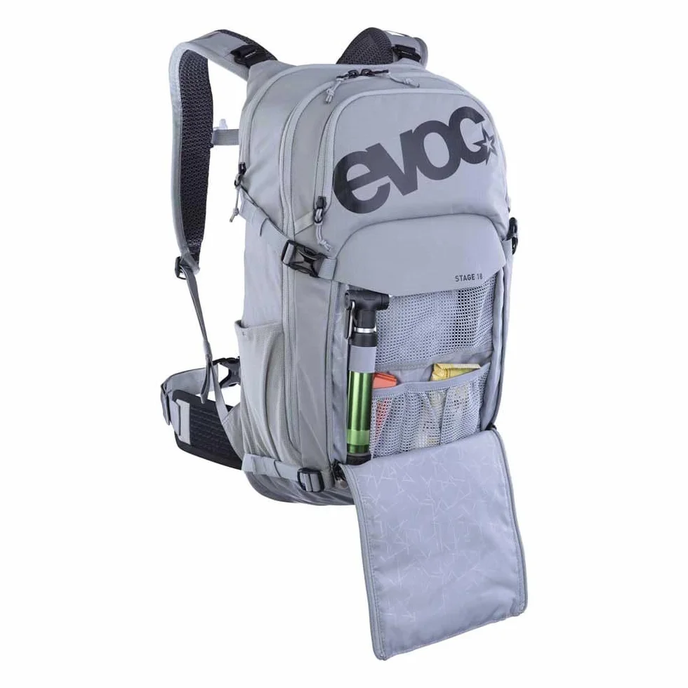 EVOC STAGE 18, plecak (regulowane paski naramienne z BRACE LINK, AIR FLOW CONTACT SYSTEM, z kieszenią na bukłak, kieszenią na narzędzia i paskami kompresyjnymi, jeden rozmiar)