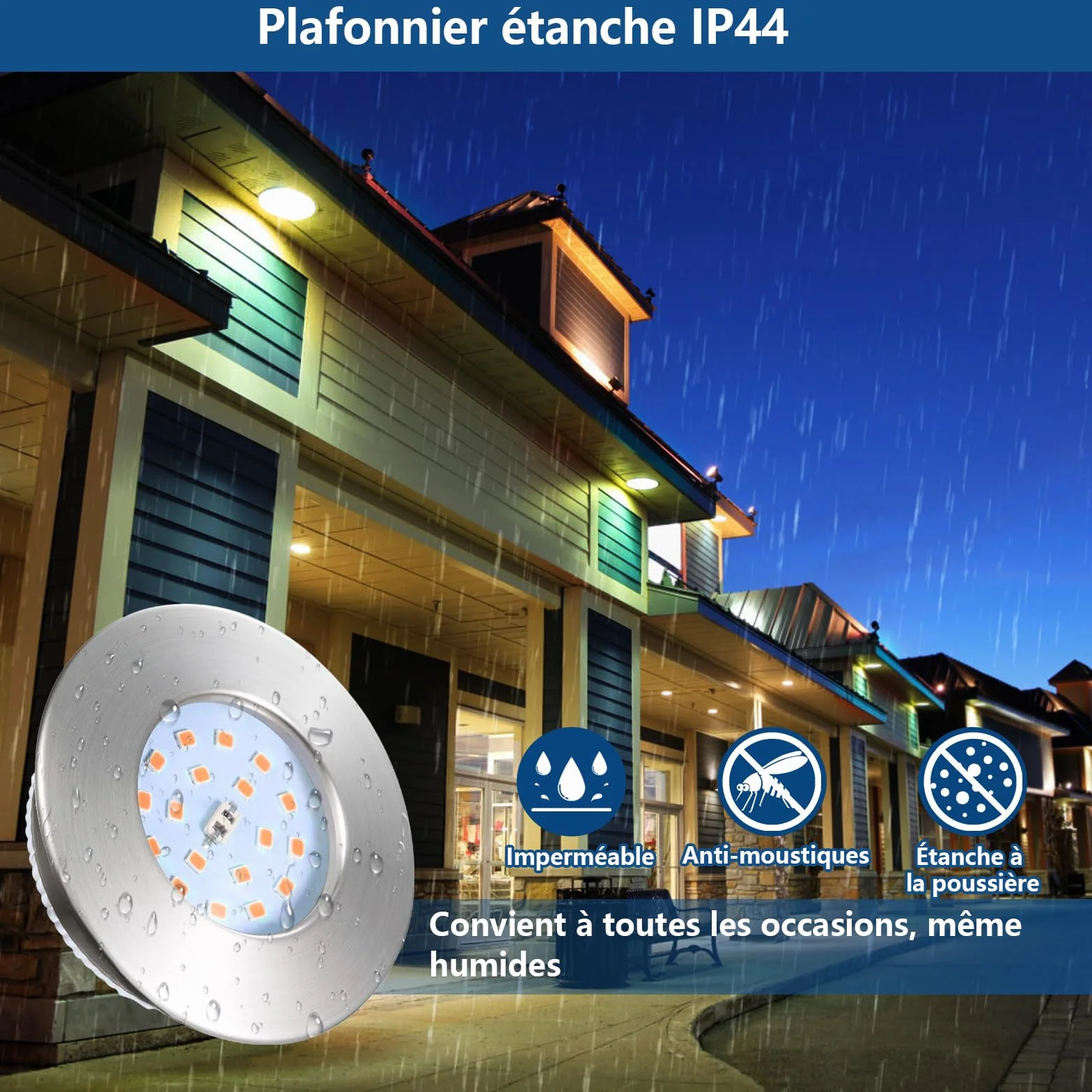 Lampy sufitowe LED do zabudowy IP44 5W 500lm 240V ultracienkie biel