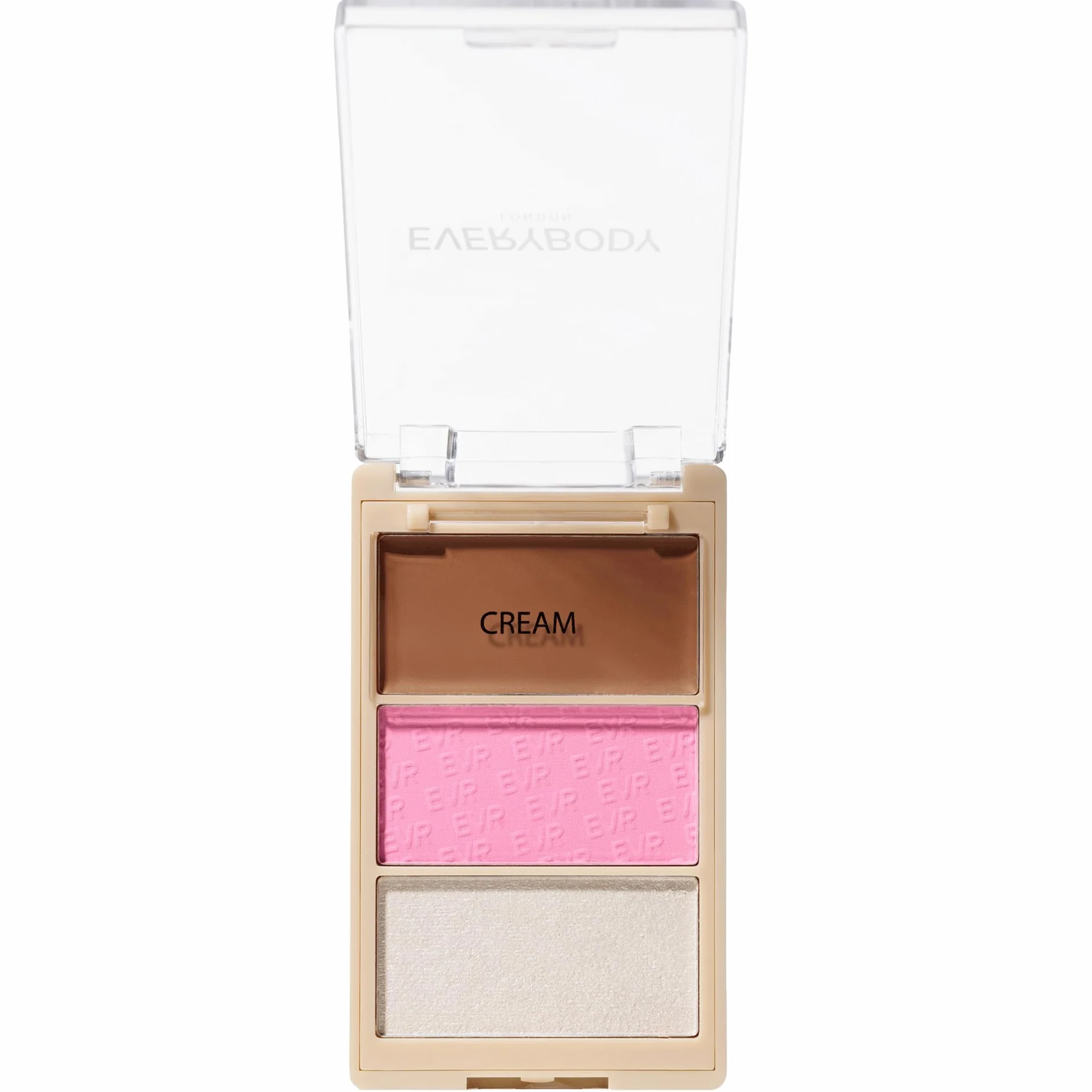 EVERYBODY LONDON Trio Face Blush Me Baby Paleta do konturowania twarzy z wypiekanym różem i rozświetlaczem, kremowym bronzerem Paleta 3w1 do makijażu