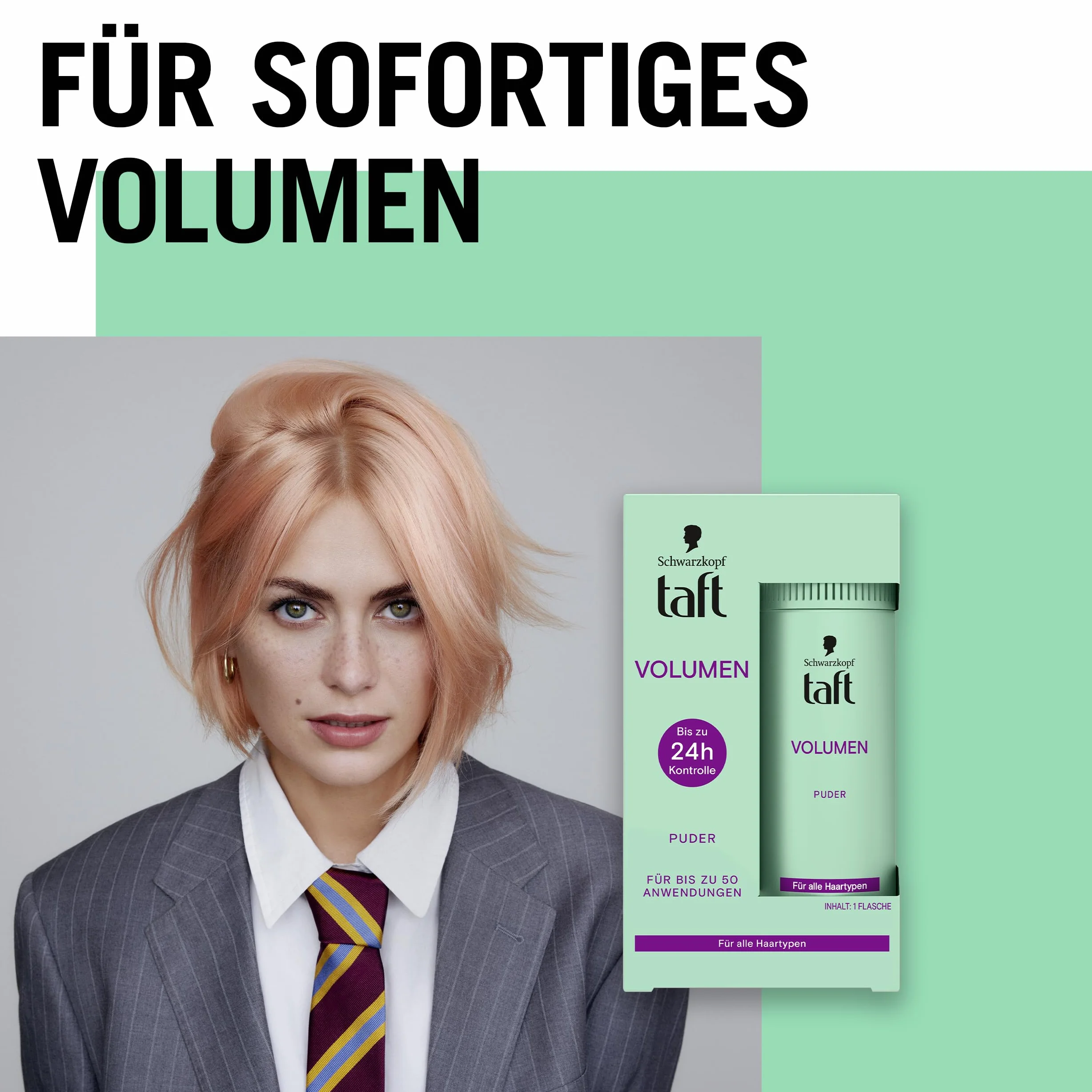 Schwarzkopf Taft puder do stylizacji włosów, objętość (10 g), puder do włosów o pełnych wyglądzie, do 50 zastosowań, wegański puder do stylizacji.