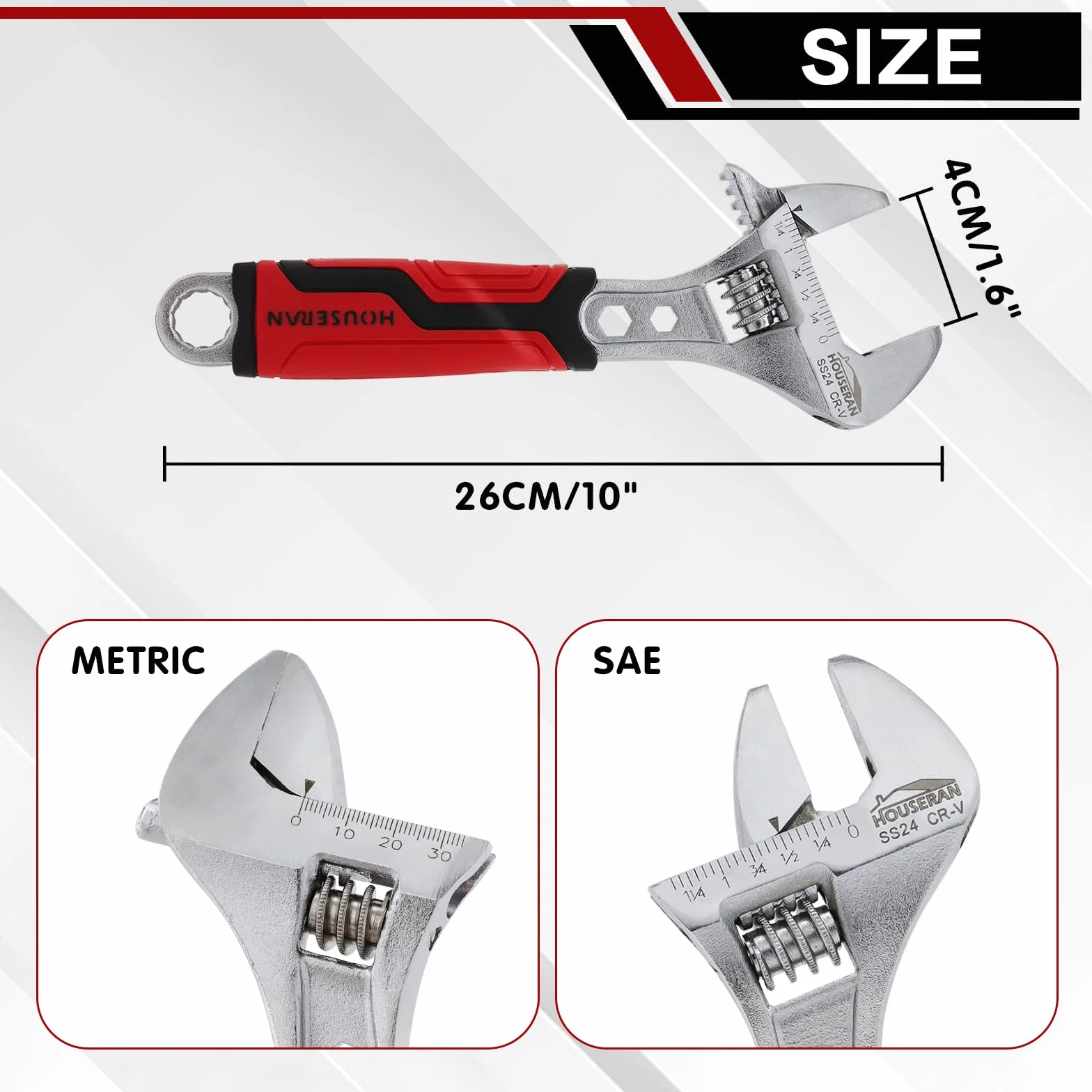 Klucz Francuski 260mm Szerokie Szczęki Stal CR-V Antypoślizgowa Rękojeść