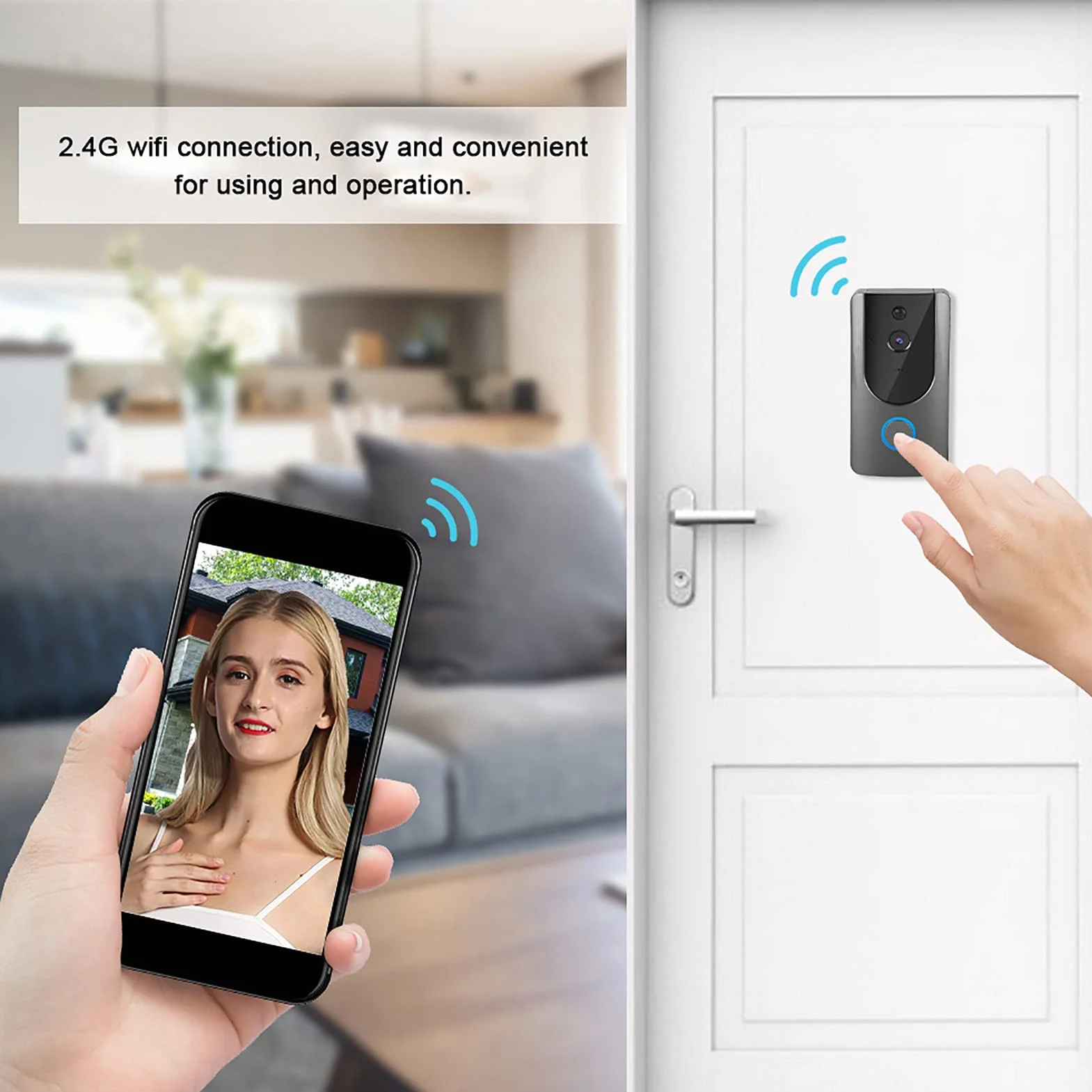 Inteligentny Wideodomofon Wifi Bezprzewodowy, Wykrywanie Ruchu, Kontrola Aplikacji, Dzwonek do Drzwi Bezpieczeństwa