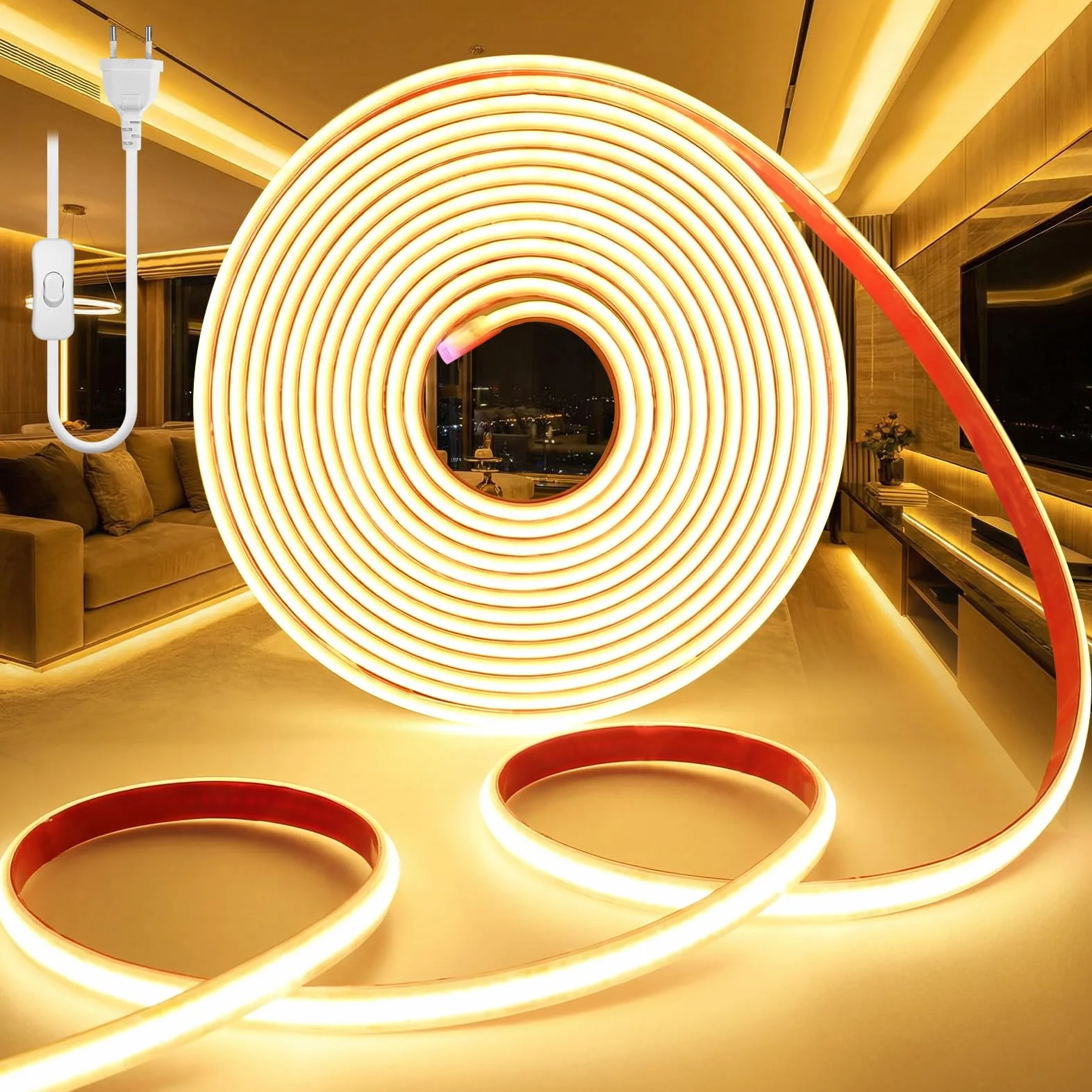 Neon LED Taśma 2M 230V Wodoodporna IP65 Ciepła Biel 3000K Elastyczna Paski LED Oświetlenie do DIY Domu Kuchnia Dekoracja Zewnątrz