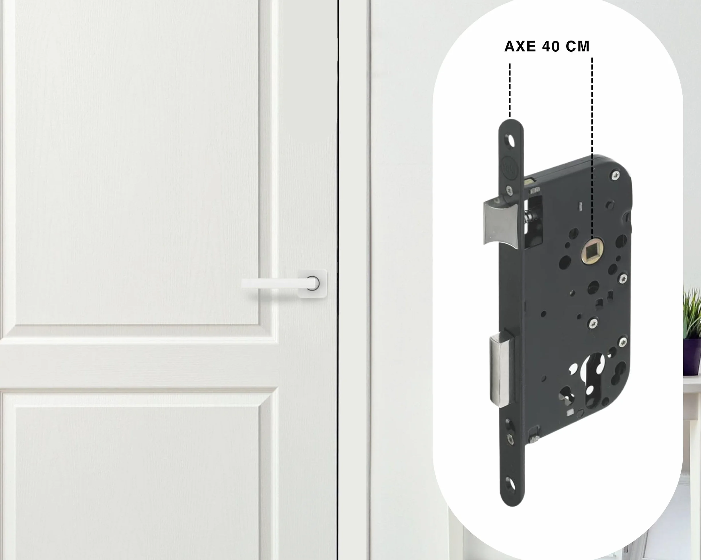 Yale Zamek wpuszczany z otworem cylindrycznym oś 40 mm 148 mm - Y60R-A40/N - śruba odwracalna, zagłówek z okrągłym końcem - drzwi wejściowe, serwis, pokoje dla wrażliwych, czarna, 40 mm