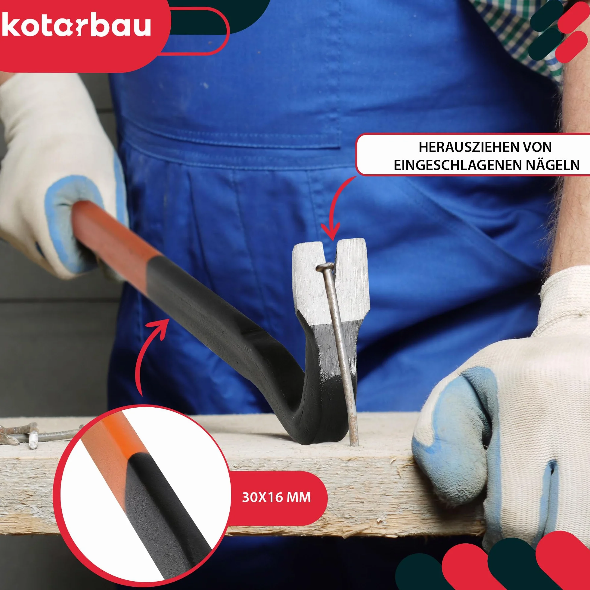 KOTARBAU Brecheisen kutwalcowane dwustronne łom żelazkowy 700 mm