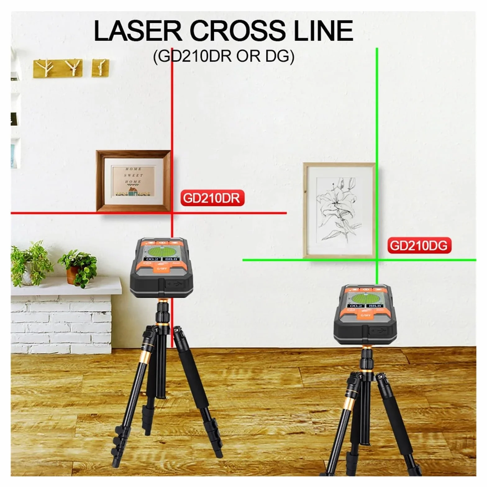 Skaner ścienny Stud Finder Wykrywacz Metali Okablowania Dalmierz Laserowy GD210DG Zielona linia
