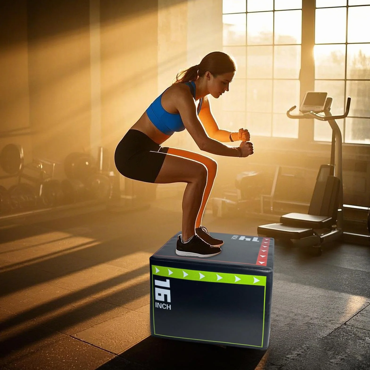 Plyometric Jump Box – odporny na wstrząsy pojemnik Step Up Box do treningu, gąbka EPE z odporną na zużycie osłoną, stabilny sprzęt fitness do treningu siłowego, cardio i skoków w domu lub na siłowni