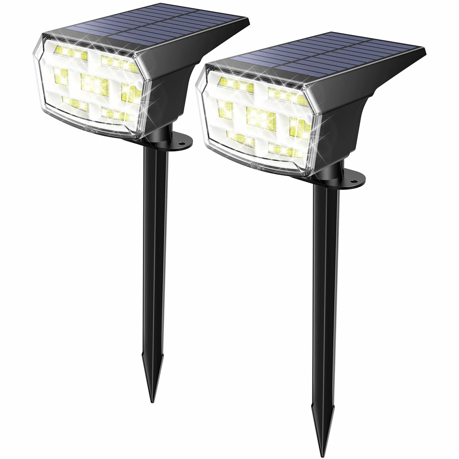 iFalarila Outdoor Solar Lights - zestaw 2 reflektorów solarnych LED | 59 koralików LED, elastyczny panel słoneczny 90 stopni, 3 poziomy jasności, wszechstronna instalacja ogrodowa i ścienna, lampy
