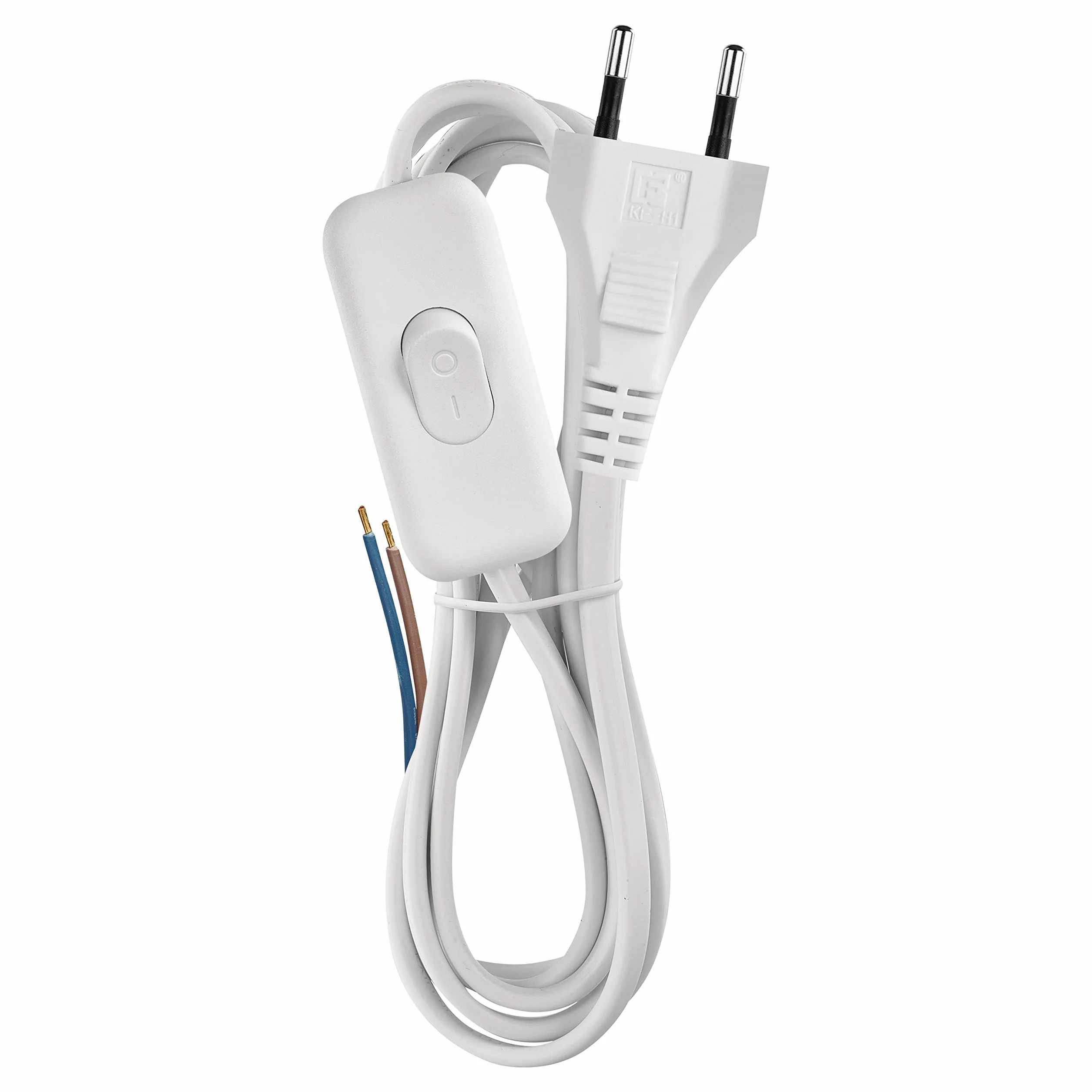 EMOS S08273 Kabel Sieciowy/Kabel Zasilający/Kabel Zamienny/Kabel Przyłączeniowy Z Wyłącznikiem, 3 M, Wtyczka Euro, Do Lamp, Opraw Oświetleniowych, Żarówek, Biały