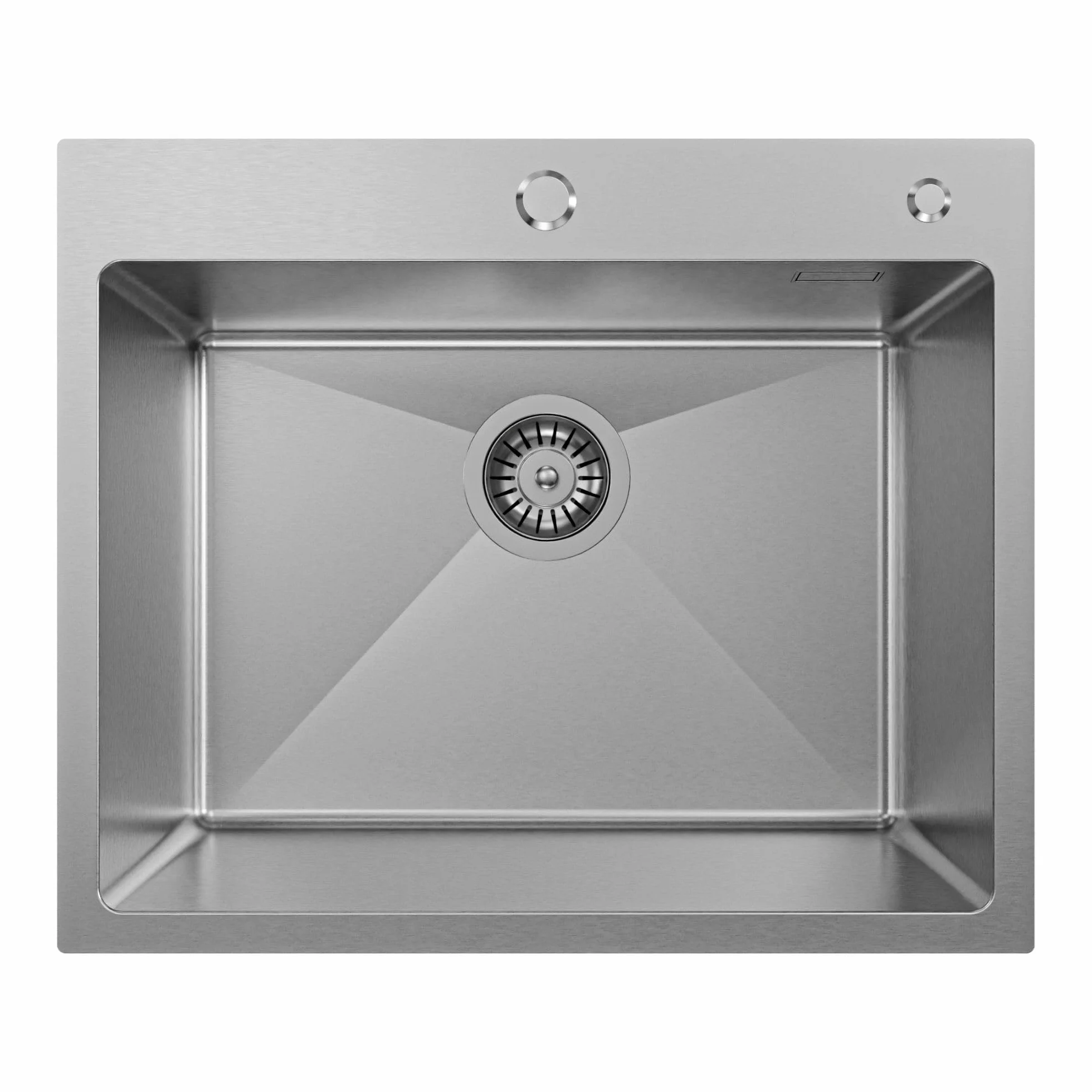 ANW HOME Zlewozmywak kuchenny 60x50 cm stal nierdzewna 304 2 otwory na kran z syfonem ociekaczem dozownikiem mydła 350 ml