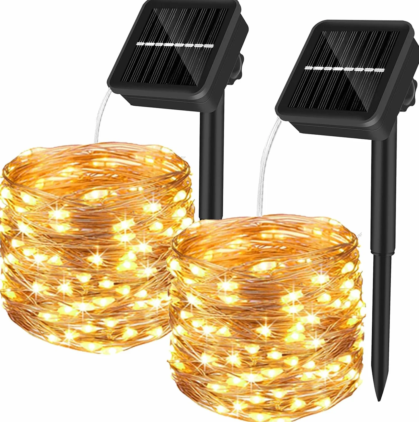 Yizhet słoneczne światła wróżkowe 2x15M 150 LED IP65 Wodoodporny Ciepła biel