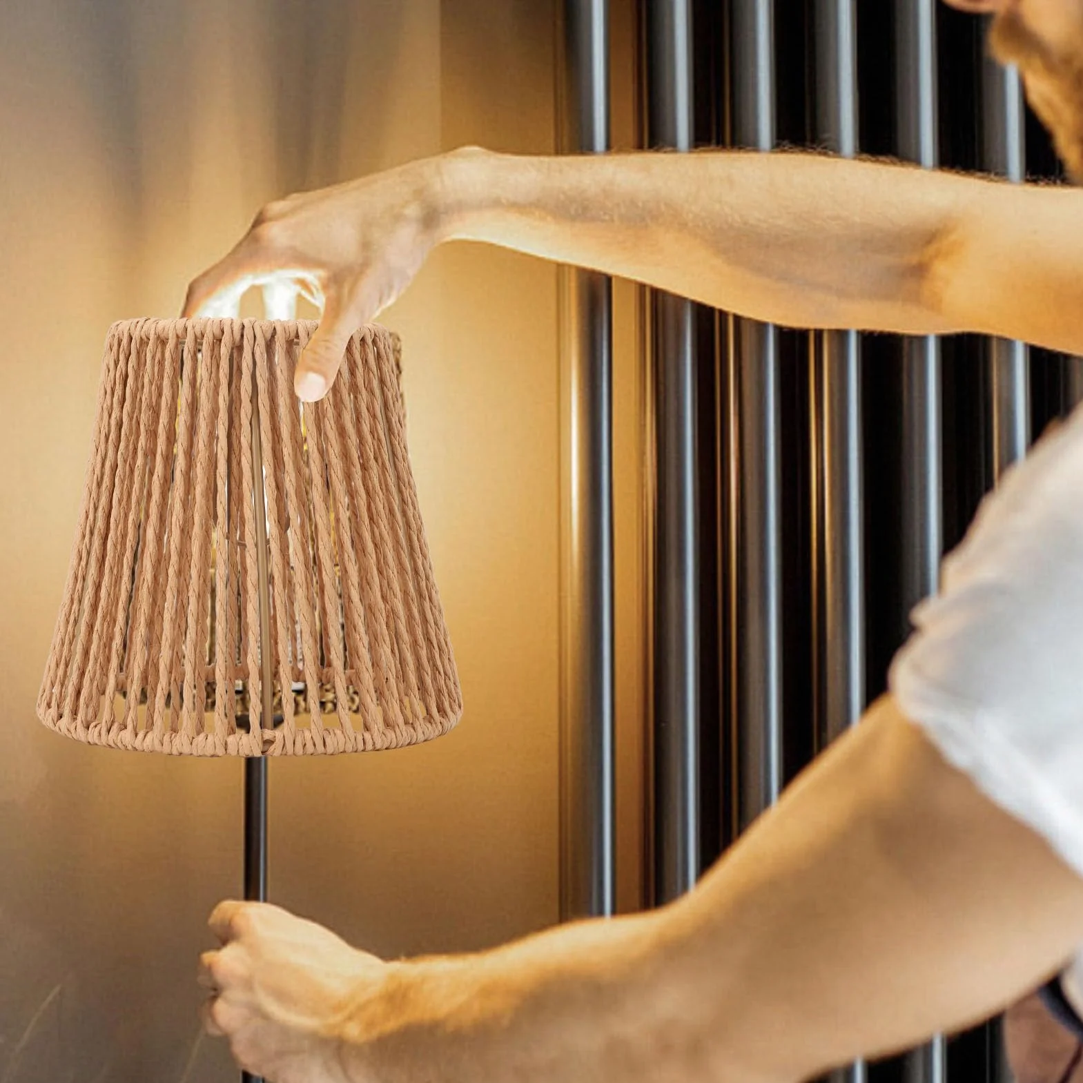 Rattanowy Abażur do Lampy Wiszącej 3 Szt Ręcznie Tkany