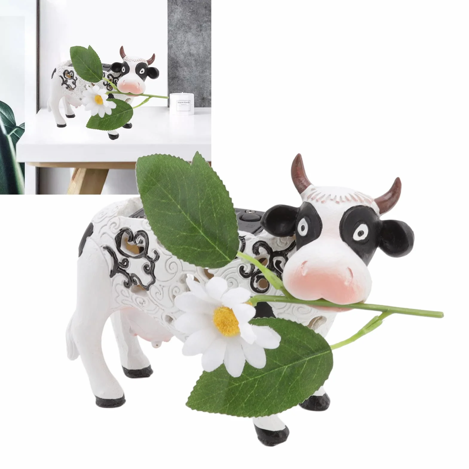 Słoneczne Światła Ogrodowe w Kształcie Zwierząt, Energooszczędne Światło Słoneczne Daisy Cow na Ślub