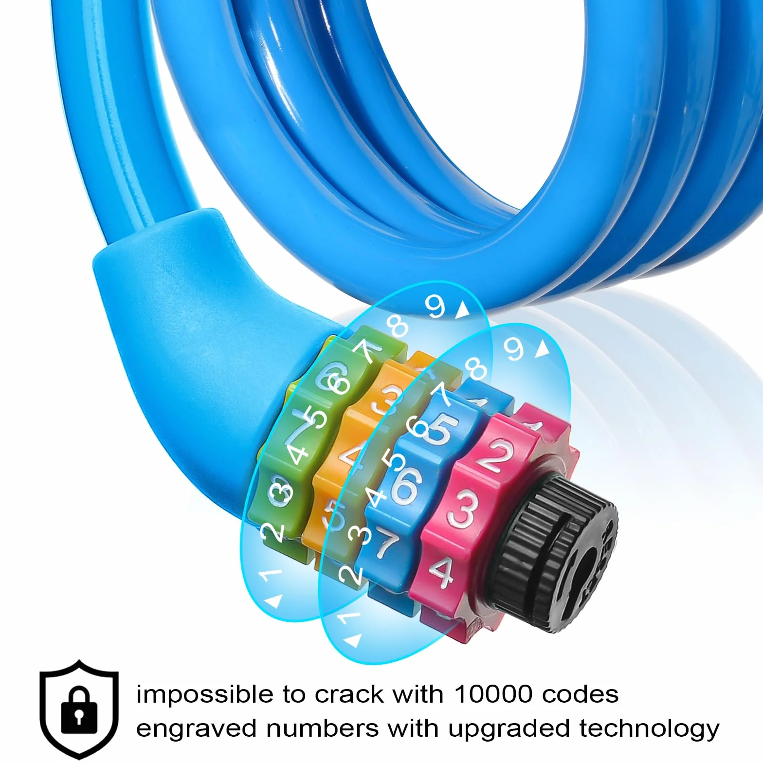 Ainiv Bike Lock, 65cm antykradzieżowa blokada rowerowa, blokada kablowa z 4-cyfrowym inteligentnym kodem, kod antykradzieżowy do rowerów, skuterów, motocykli, MTB - zielony