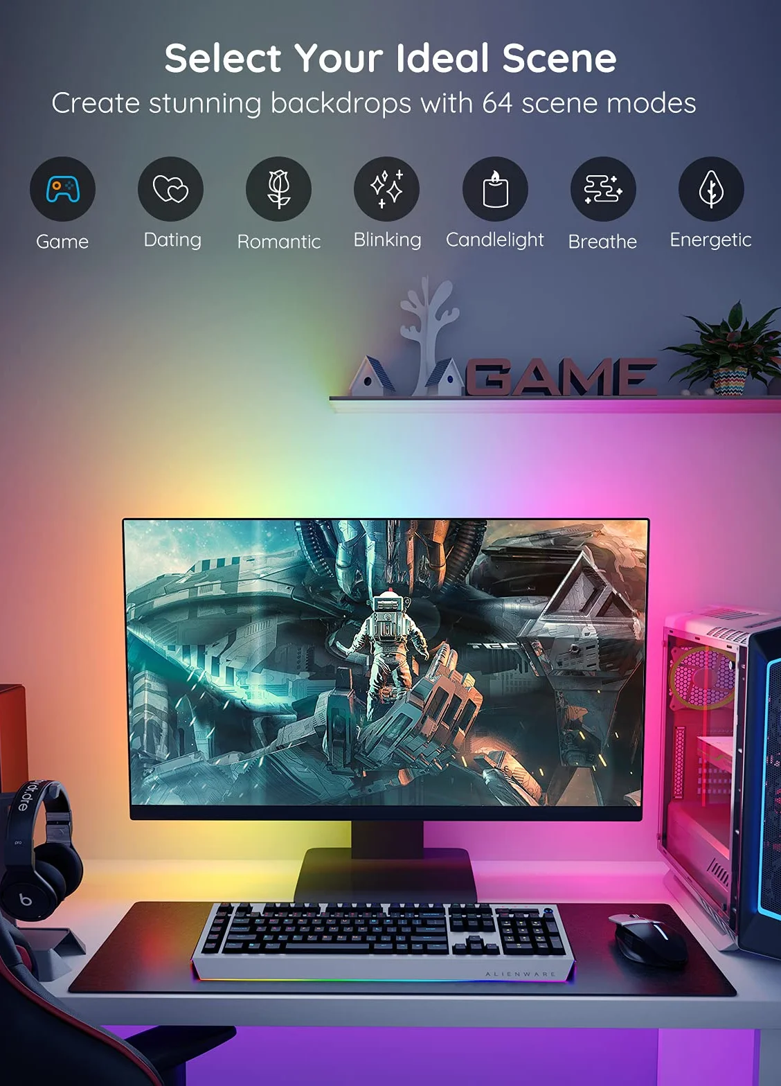 Govee RGBIC wodoszczelna elastyczna taśma LED, możliwość synchronizacji z muzyką, 300 diod LED, 2 m