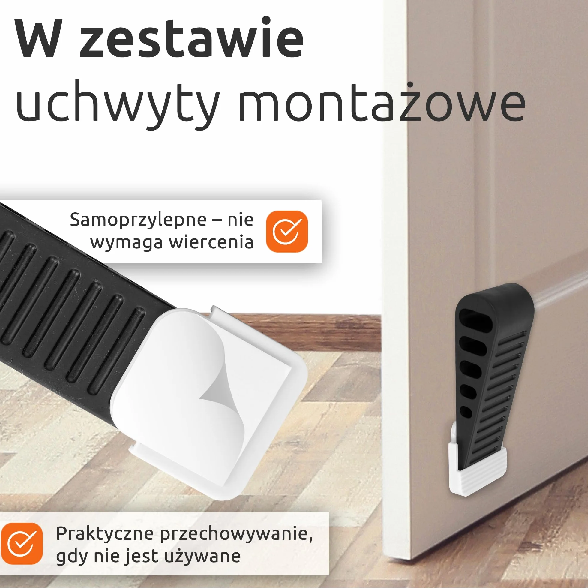Zestaw klinów do drzwi 2 sztuki - Premium klin TPR samoprzylepny antypoślizgowy