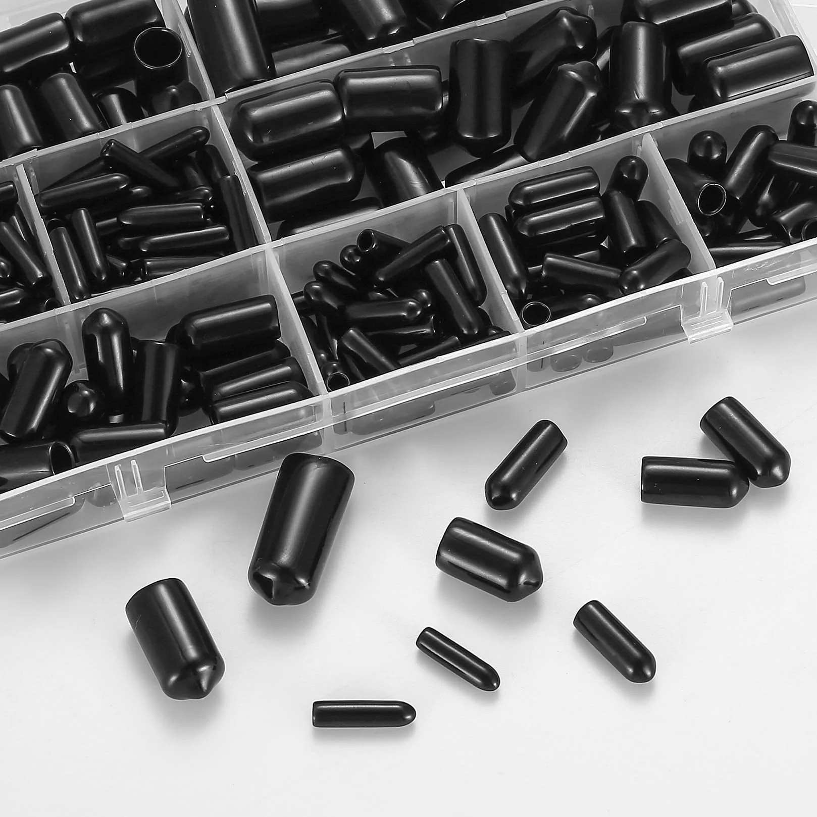 Gumowe Zaślepki 240 szt. Czarny 2-10mm Ochrona Gwintów Rur Śrub