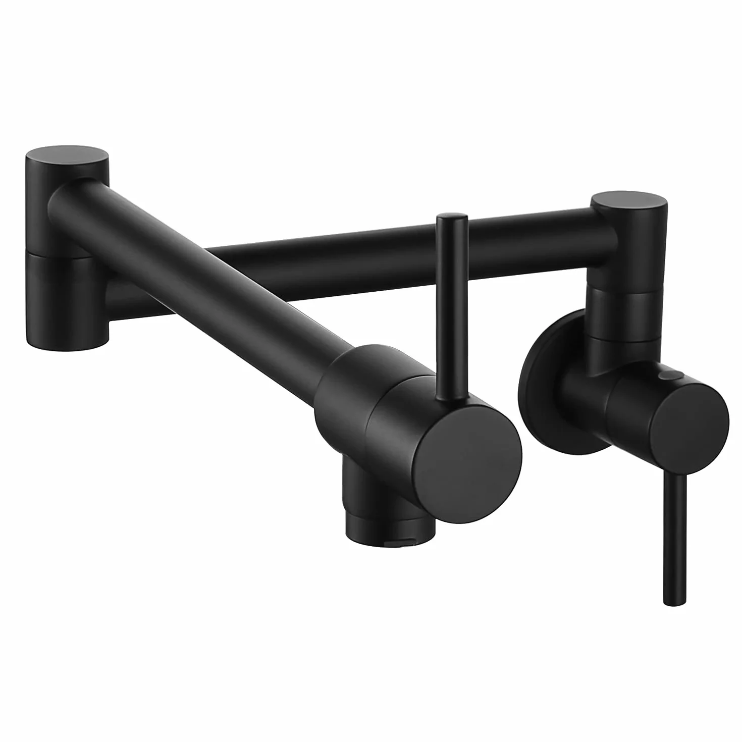 Black Pot Filler Faucet Modern Wall Mount Double Joint Swing Arm Solid Brass Kitchen Sink Faucet Matt Black