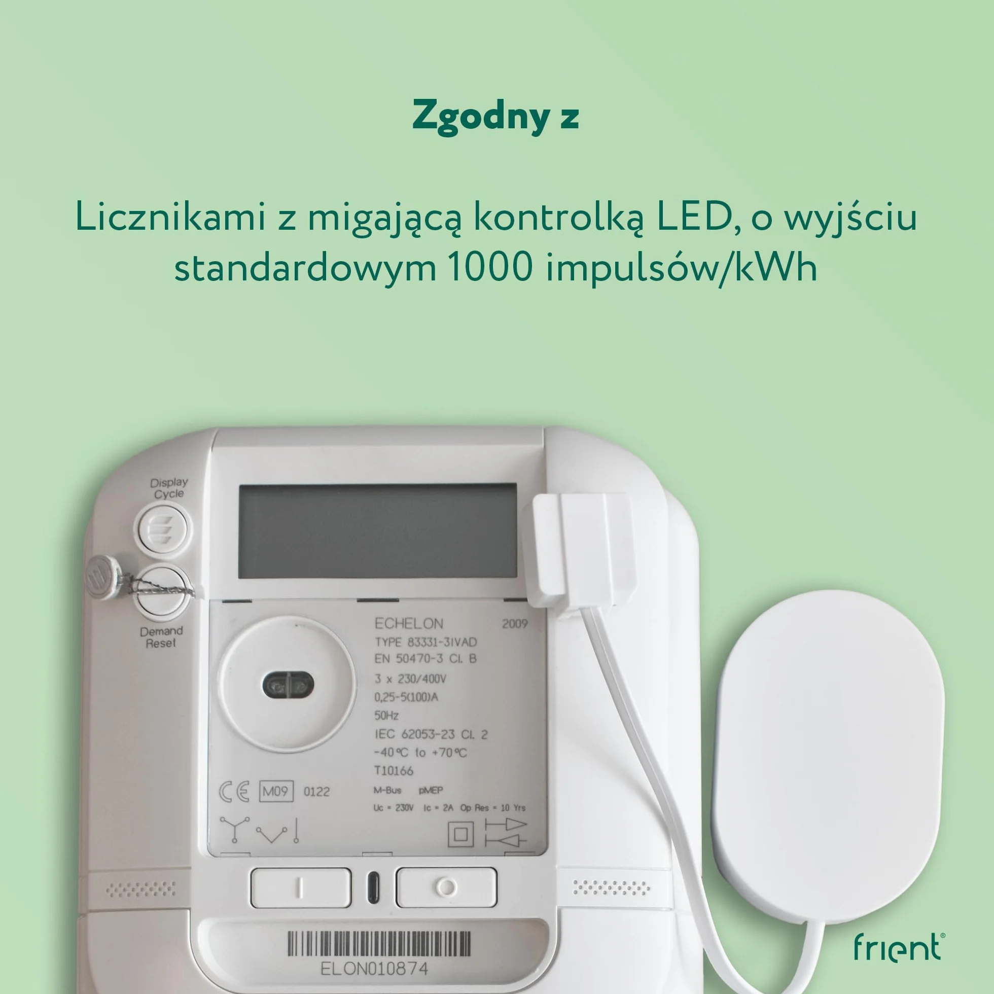 frient Interfejs licznika energii elektrycznej 2, LED | Bezprzewodowy odczyt liczników | Monitoring zużycia energii | impulsami LED | Zigbee | Współpracuje z Homey, Home Assistant i SmartThings