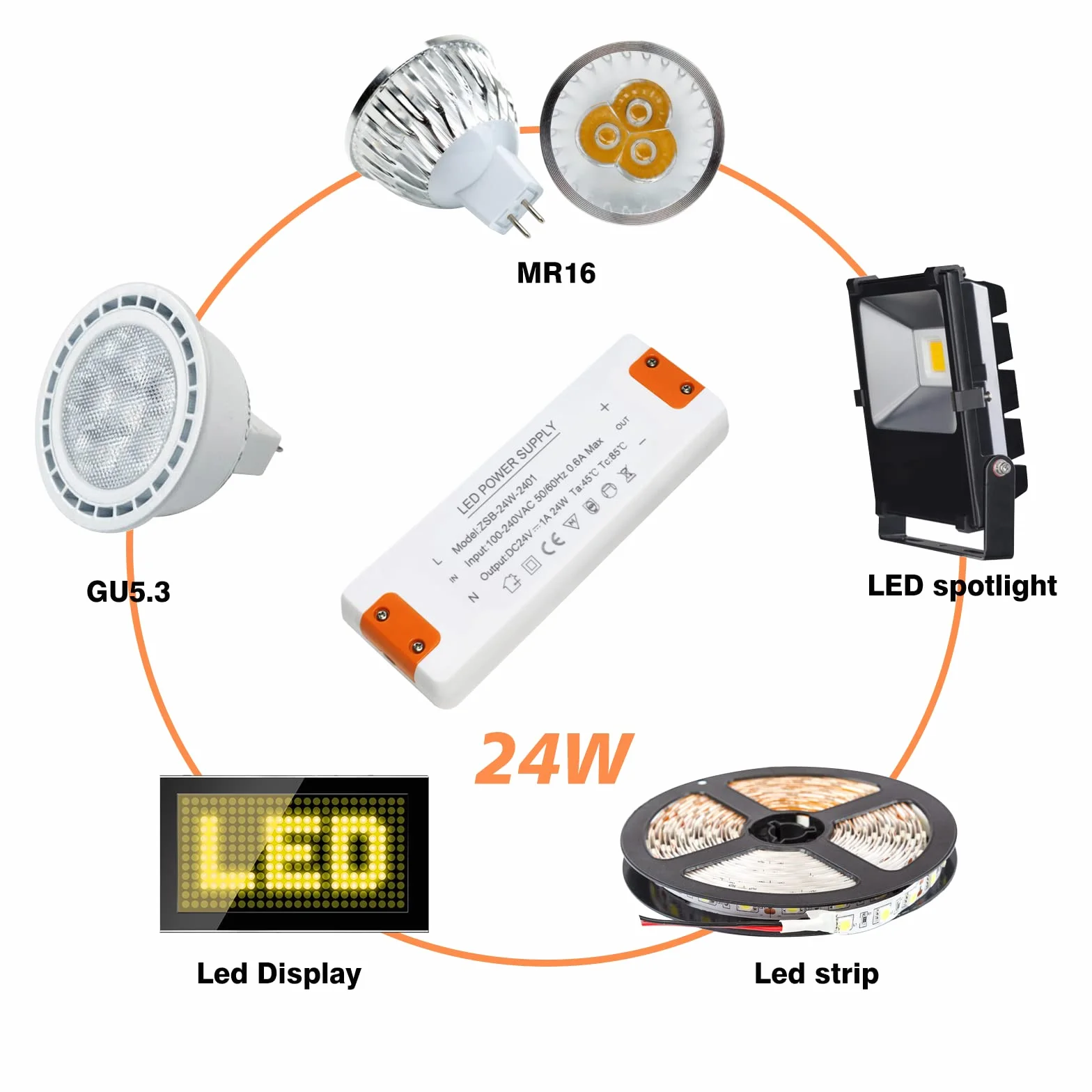 Sterownik LED 24 V 24 W 1A Zasilacz Stały do G4 GU5.3 MR11 MR16 LED Strips