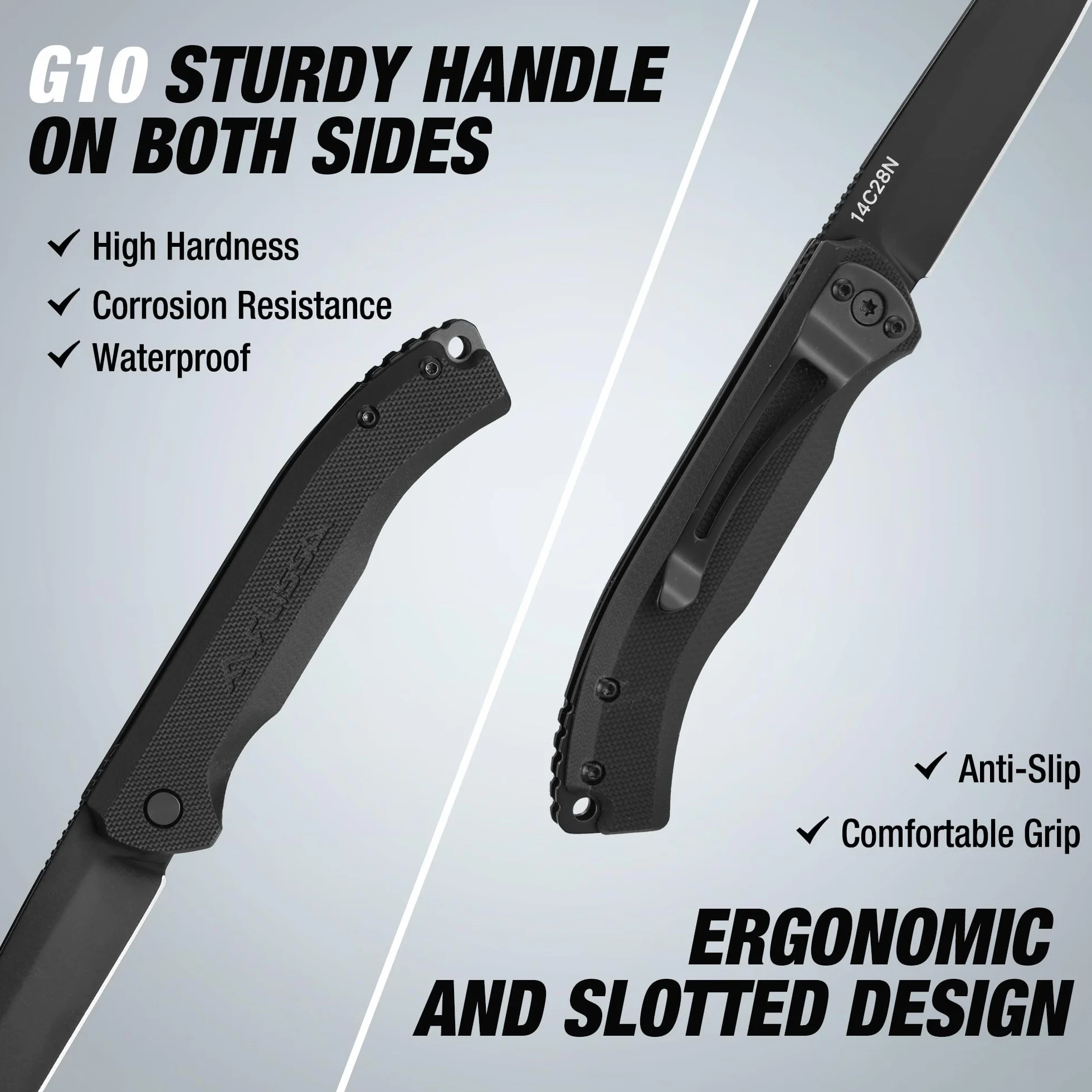 FLISSA nóż składany EDC G10 14C28N stalowa klinga CNC klips do pasa