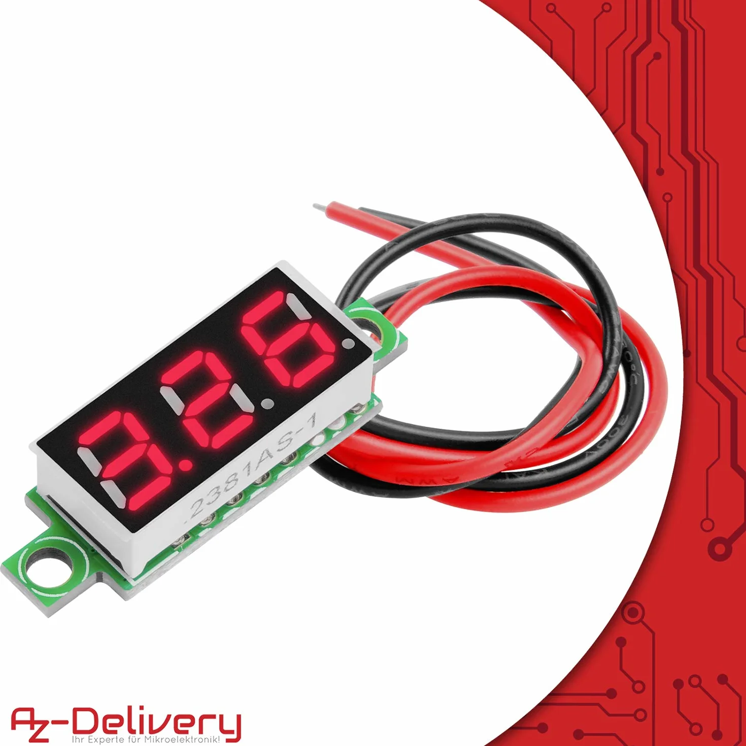 AZDelivery 3 x 0,28 cala Mini woltomierz cyfrowy z 7-segmentowym wyświetlaczem LED 2,5 V - 30 V, wyświetlacz napięcia, moduł pomiaru napięcia, 4 kolorowy wyświetlacz kompatybilny z Arduino i E-book w zestawie!