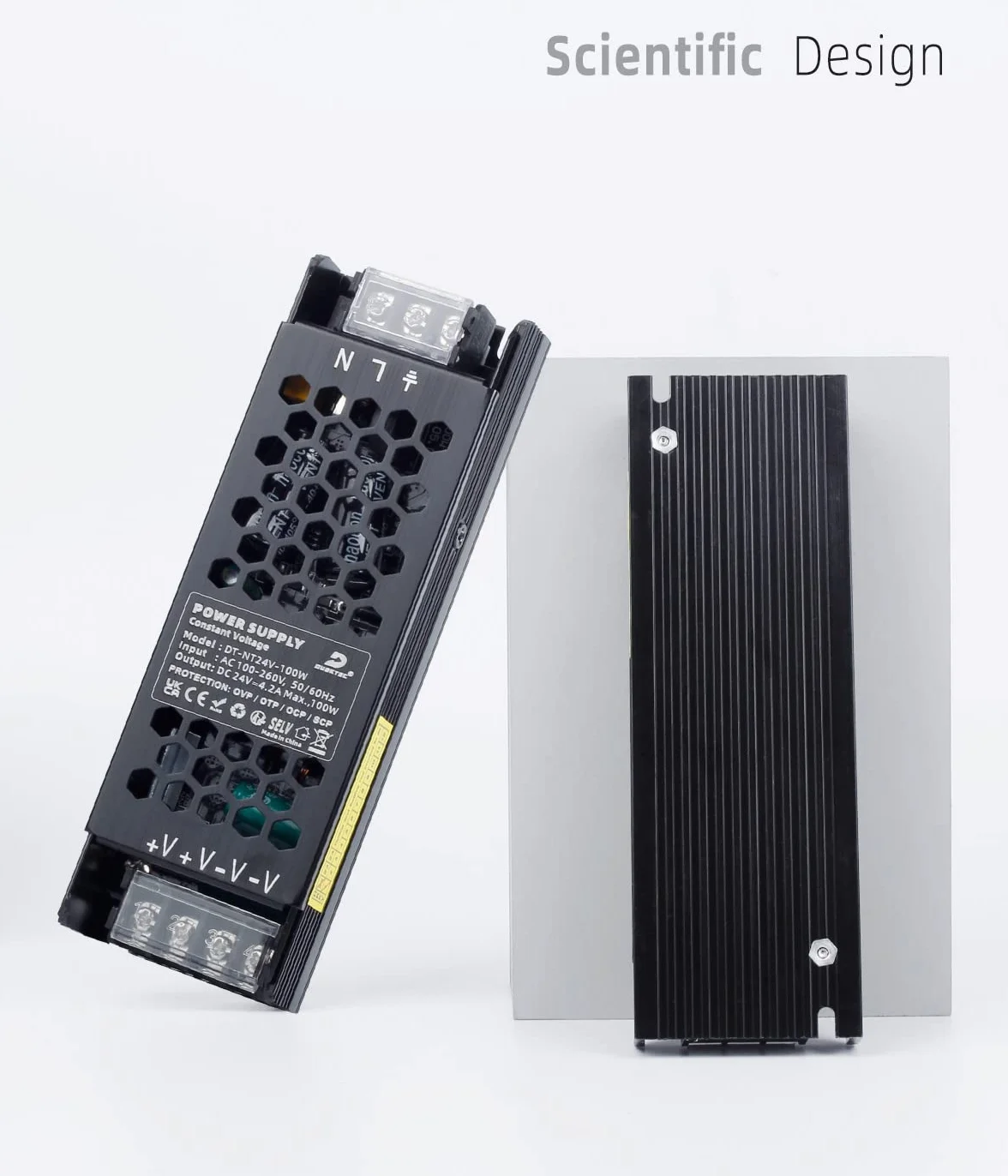 DUSKTEC Transformator LED 100 W, 24 V, sterownik 4,17 A, zasilacz LED Slim Metal z 2 wyjściami