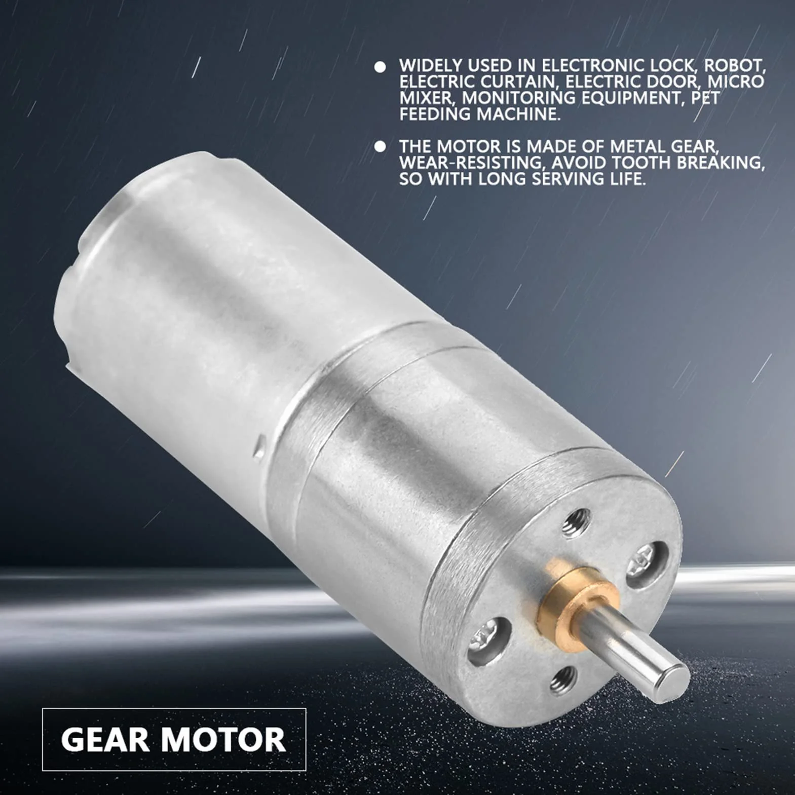 Motoreduktor DC 12V 25GA-370 Przekładnia 25mm Niskoobrotowy Metalowy do Zamka Elektronicznego 500RPM