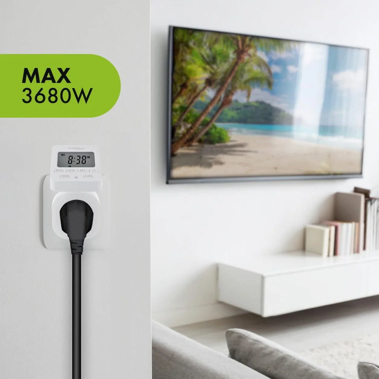 GreenBlue GB605 Zegar Cyfrowy Programator Timer Max. 16A IP20 (Gniazdo F Schuko)