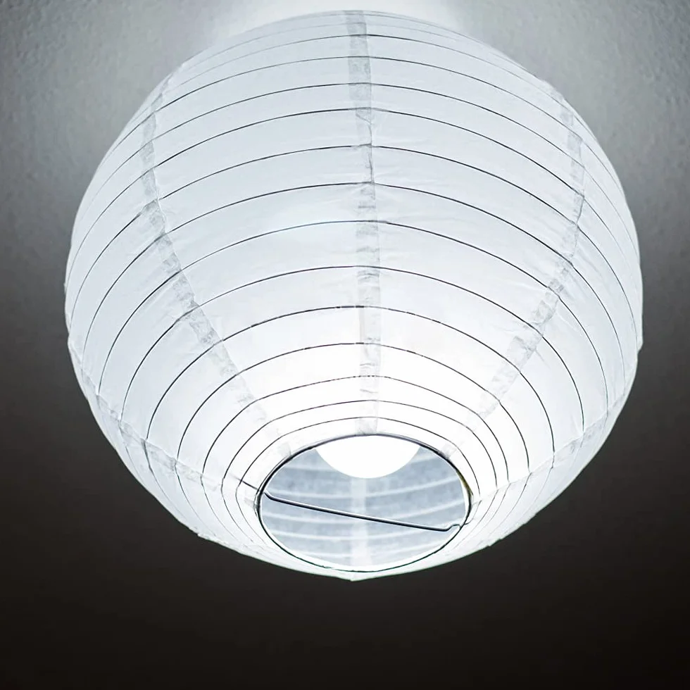 LIHAO 10 Białych Papierowych Lampionów z LED Mini Balonami Dekoracja