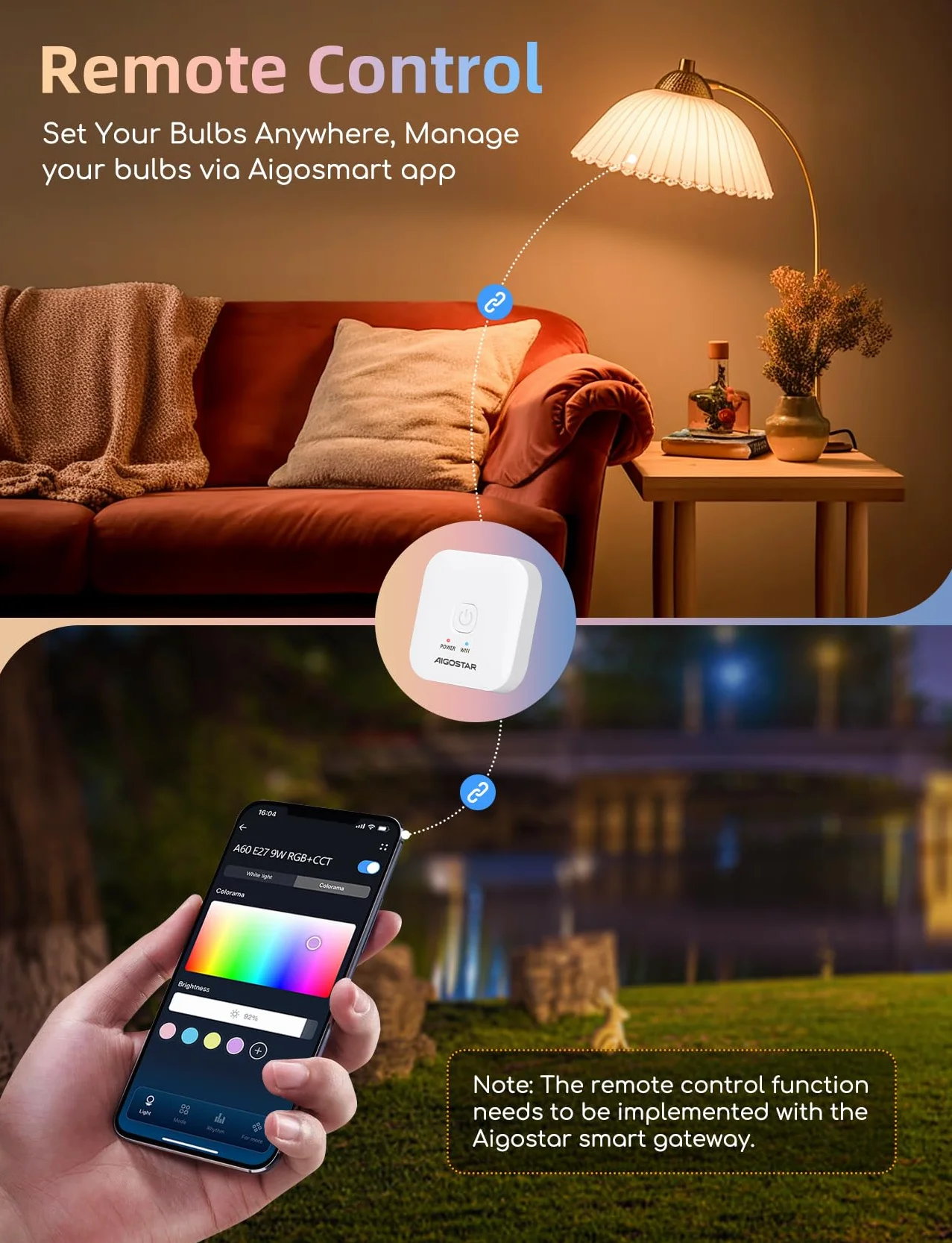 Aigostar inteligentna lampa LED Bluetooth Mesh A60 12W E27 1150lm RGB 2700K-6500K 2 sztuki