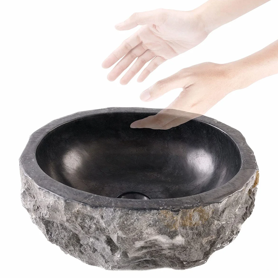 Marmurowa umywalka nasadowa 30 cm czarna naturalna