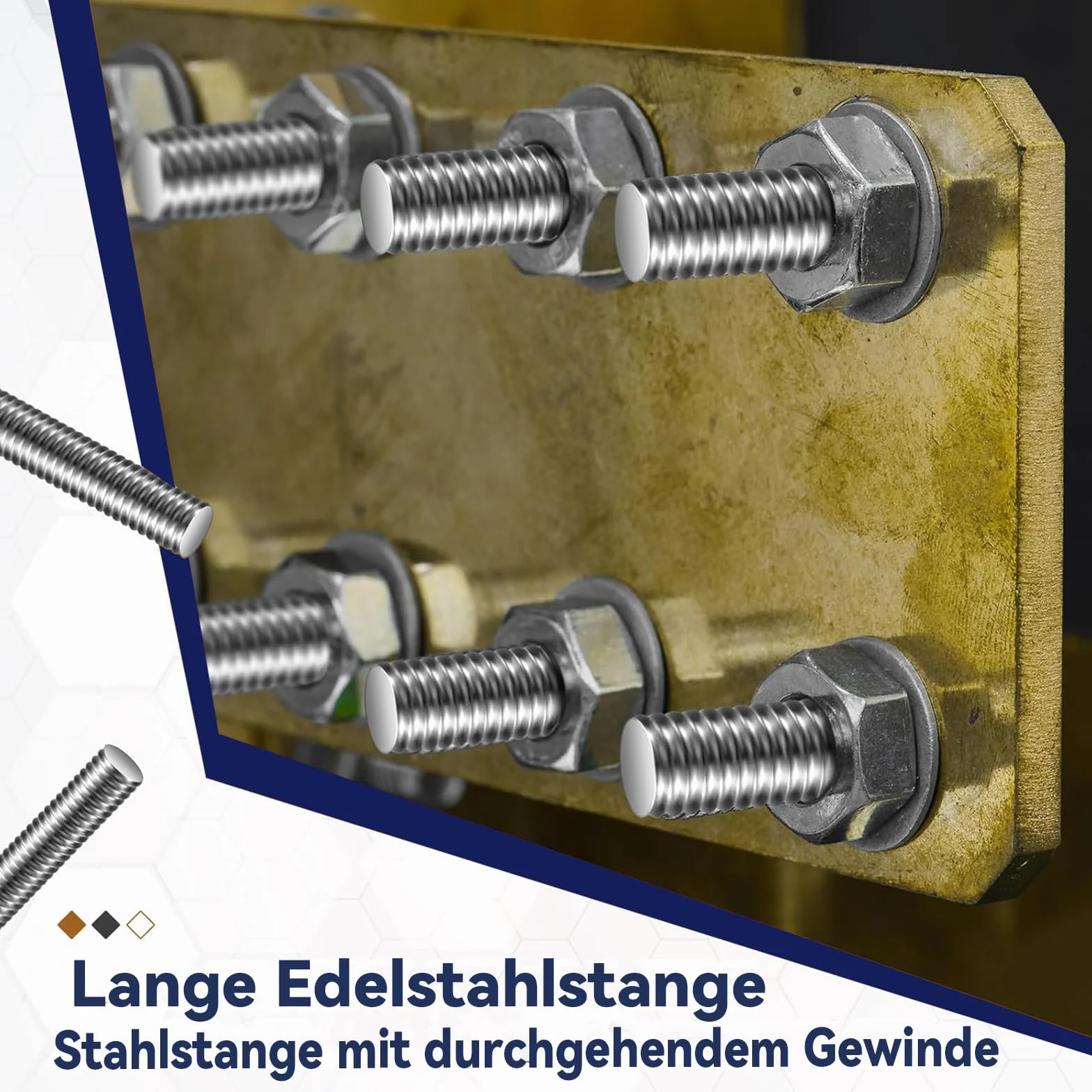 Dayalo Pręt Gwintowany M6 x 100 mm Stal Szlachetna A2 V2A Pełny Gwint DIN 975 Zestaw 12 sztuk