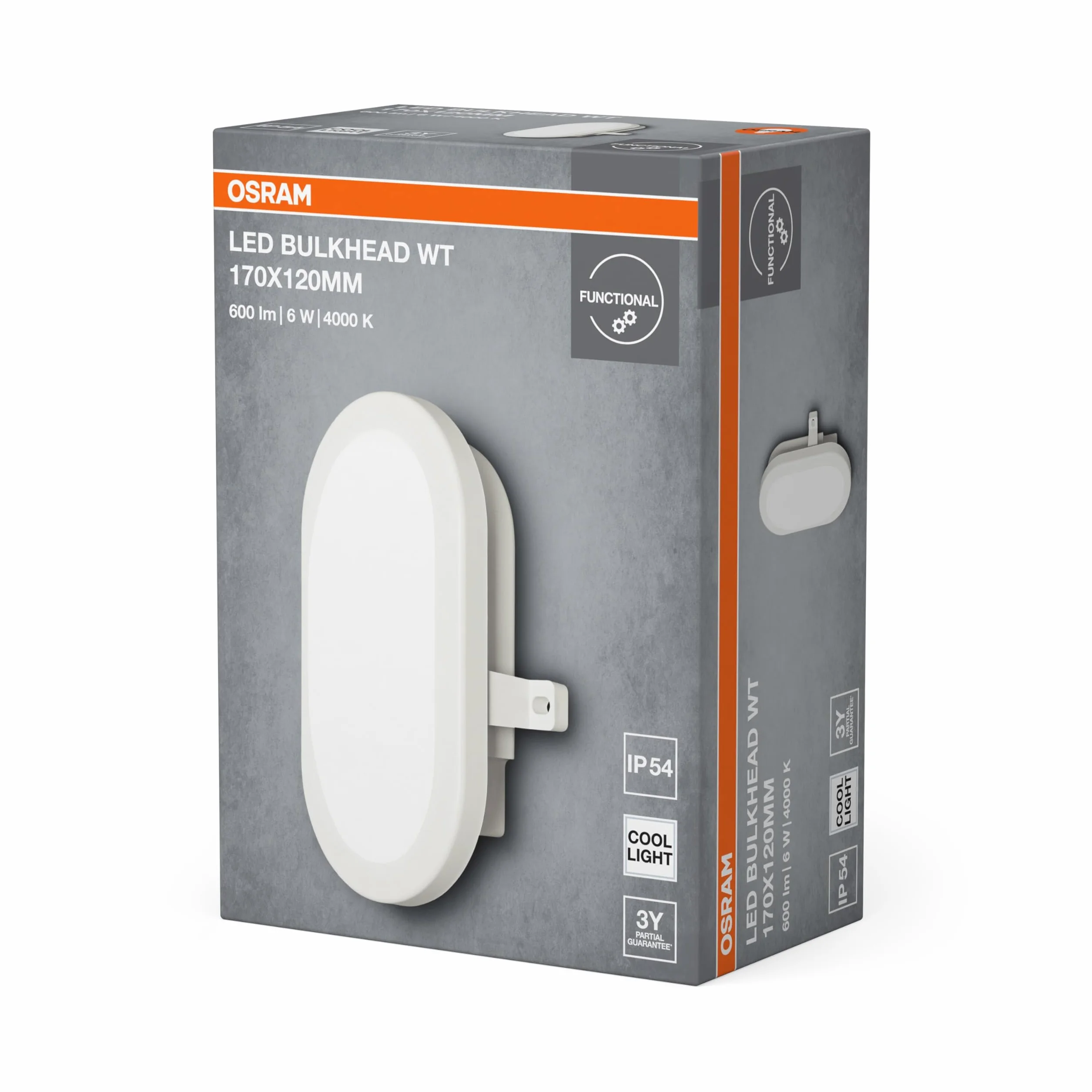 OSRAM Kinkiet 6W Bulkhead 4000K 420 lm IP54 IK06 odporny na wstrząsy poliwęglan 120°