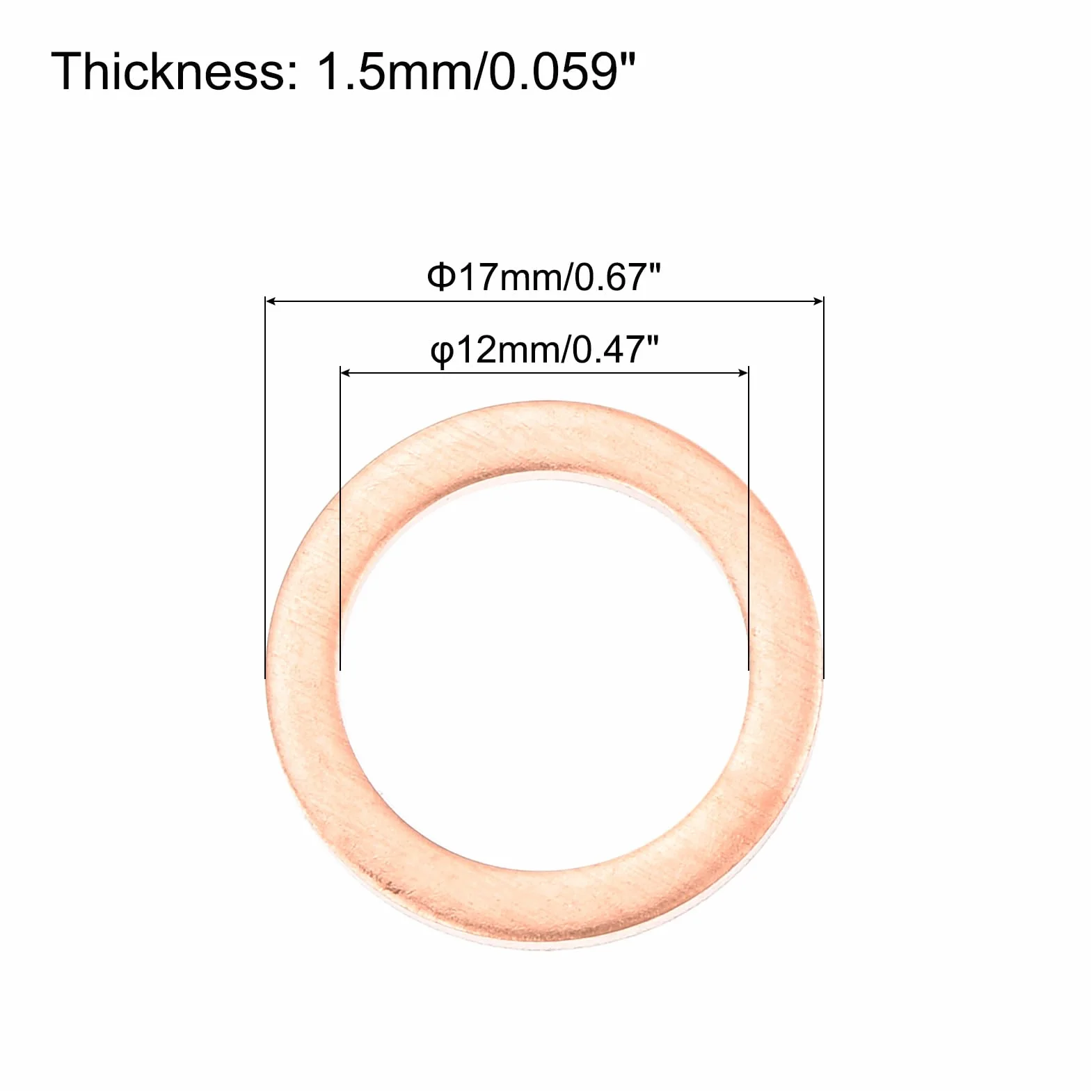 QUARKZMAN 12 płaskich uszczelek miedzianych 12x17x1,5 mm uszczelki hydrauliczne