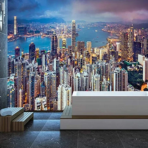 Tapeta 3D mural miasto rzeka fototapeta włóknina 200 cm × 140 cm